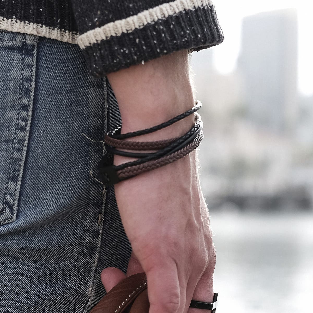 Black & Brown Roy Leather Bracelet | In stock! | Lucleon
