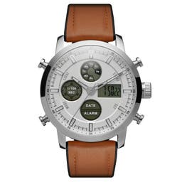 Militum | Silver-Tone Stainless Steel Military Chronograph Watch With Silver-Tone Dial