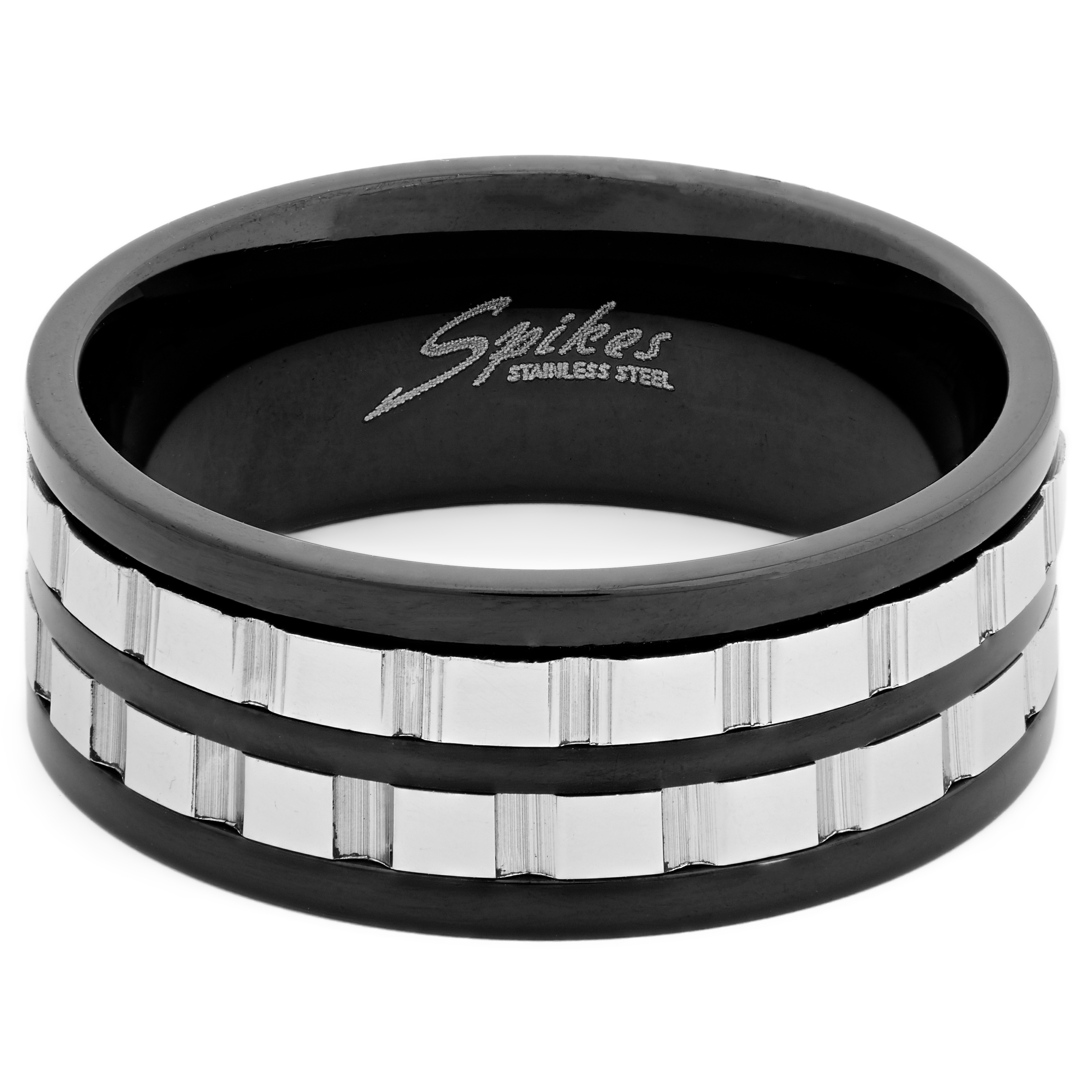 Black Sprocket Stainless Steel Ring - 2