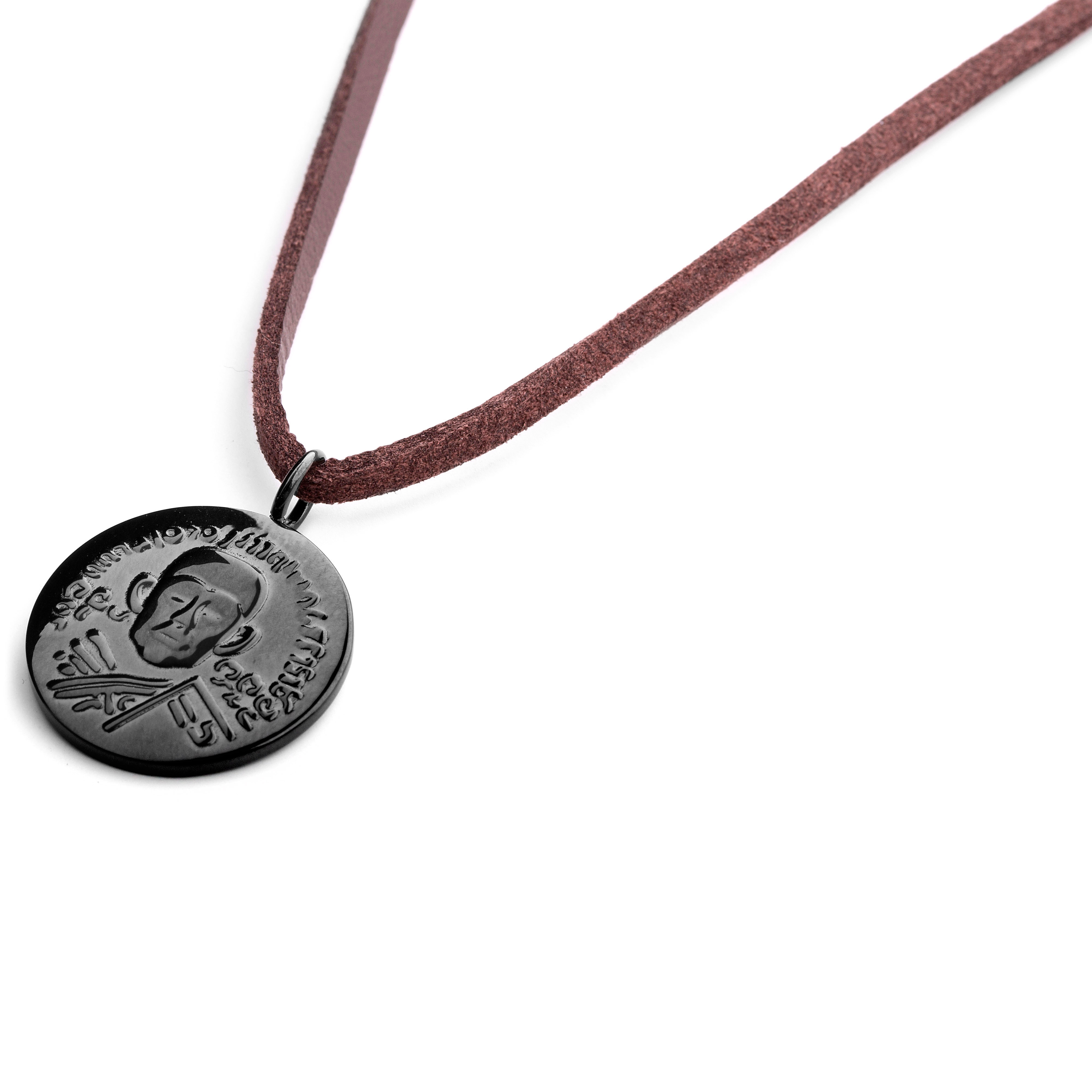 Black Hindu Leather Iconic Necklace - 2