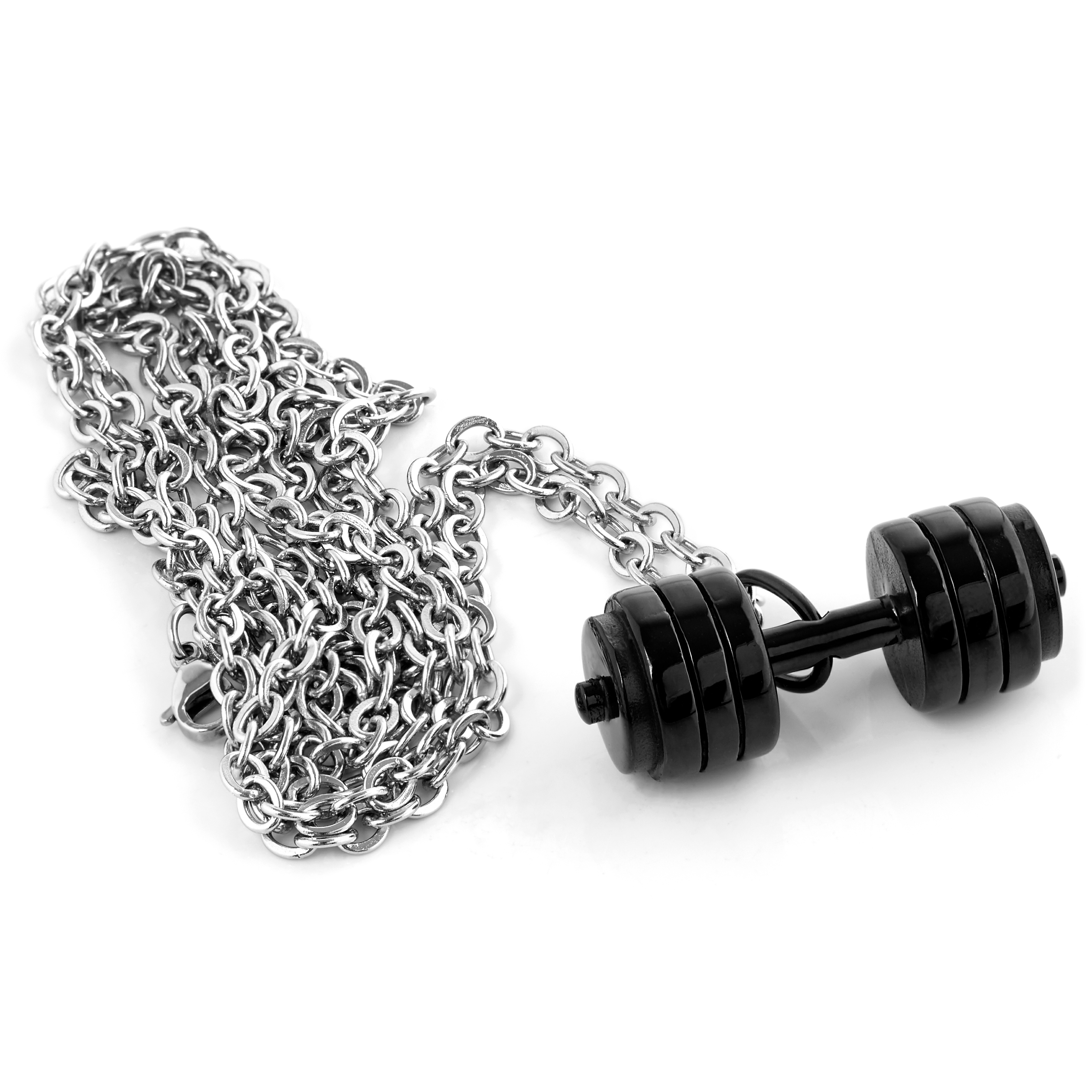 Black Pumping Iron Pendant Necklace - 2