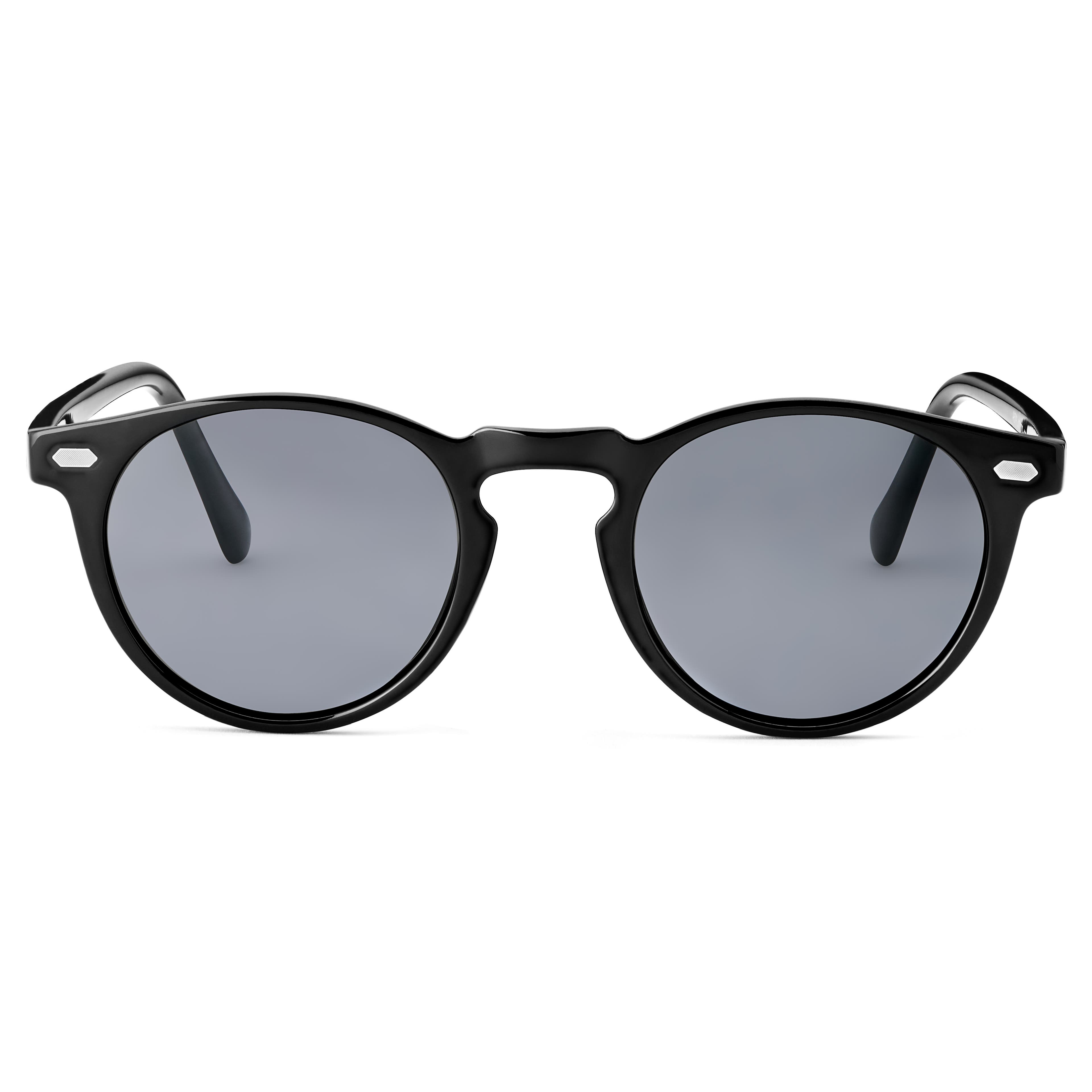 Gafas de sol retro redondas polarizadas en negro