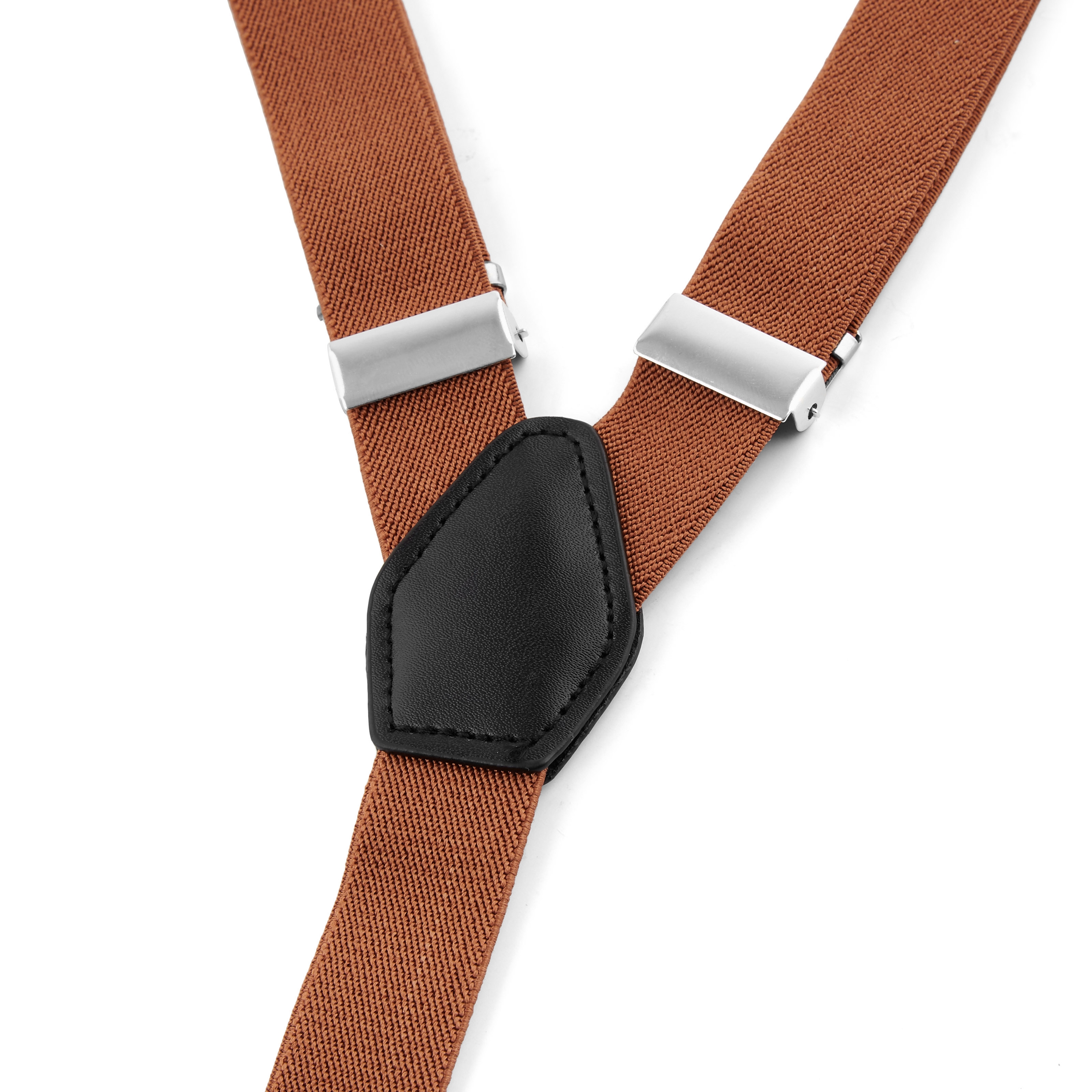 Тесни кафяви тиранти за копчета - 3