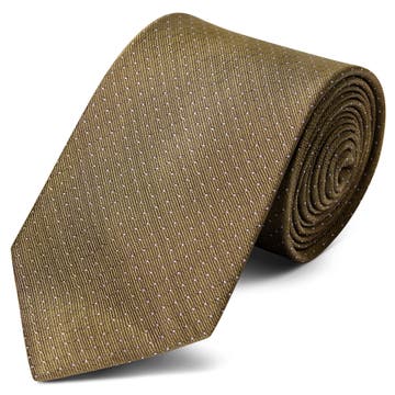 Cravatta beige in seta da 8 cm con motivo a pois