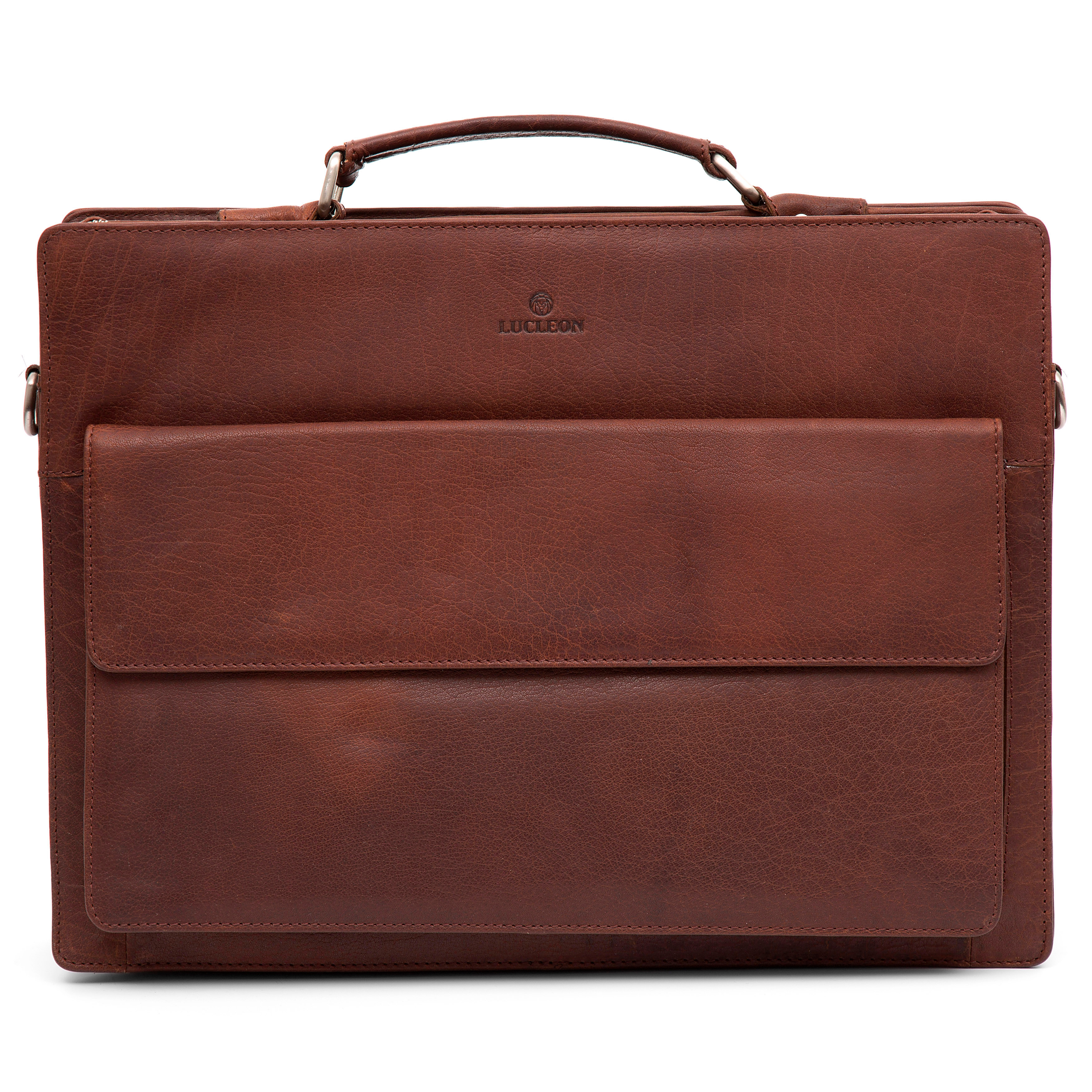 Kasztanowa skórzana kompaktowa teczka Montreal - 2