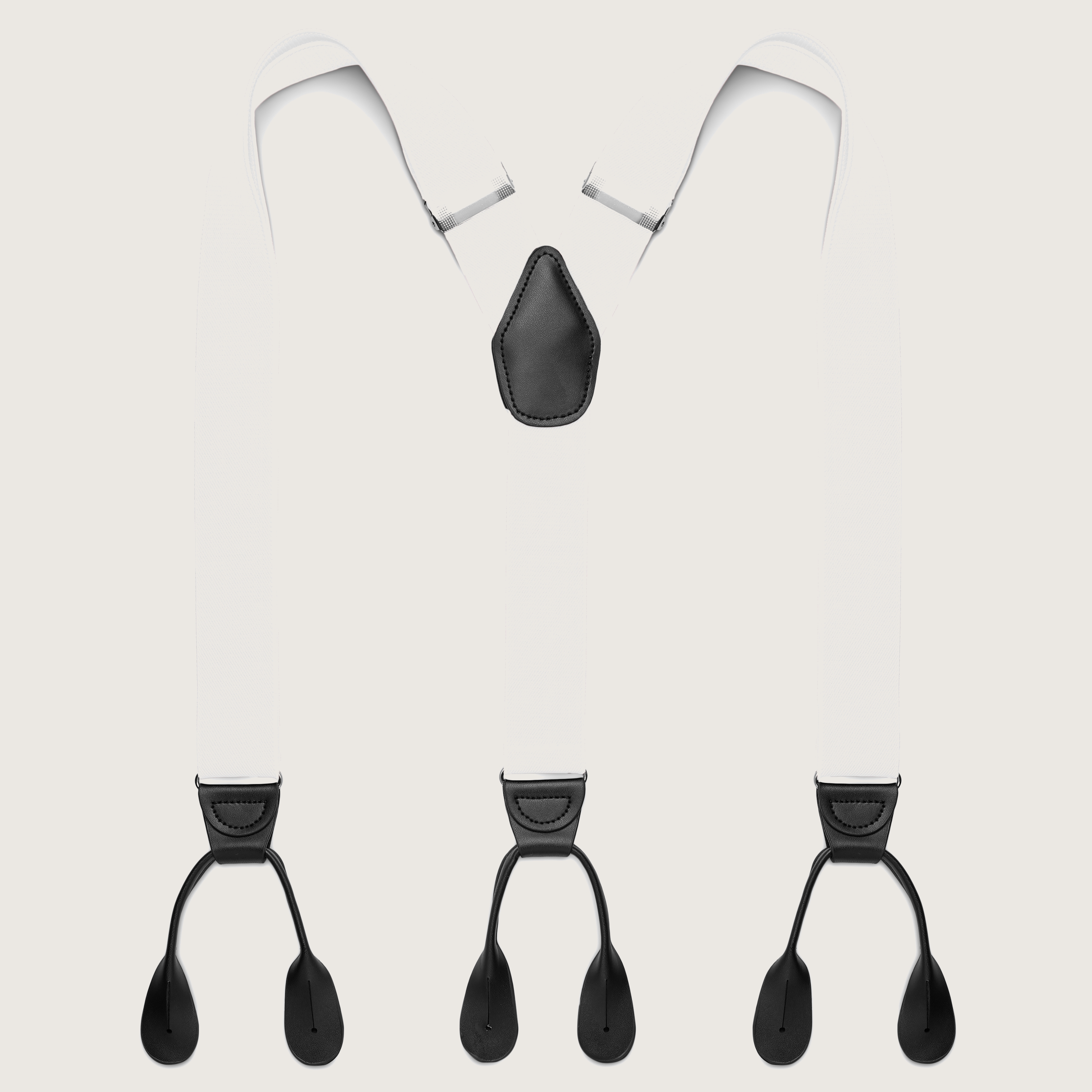 Wide White Split Button Suspenders | In stock! | Trendhim