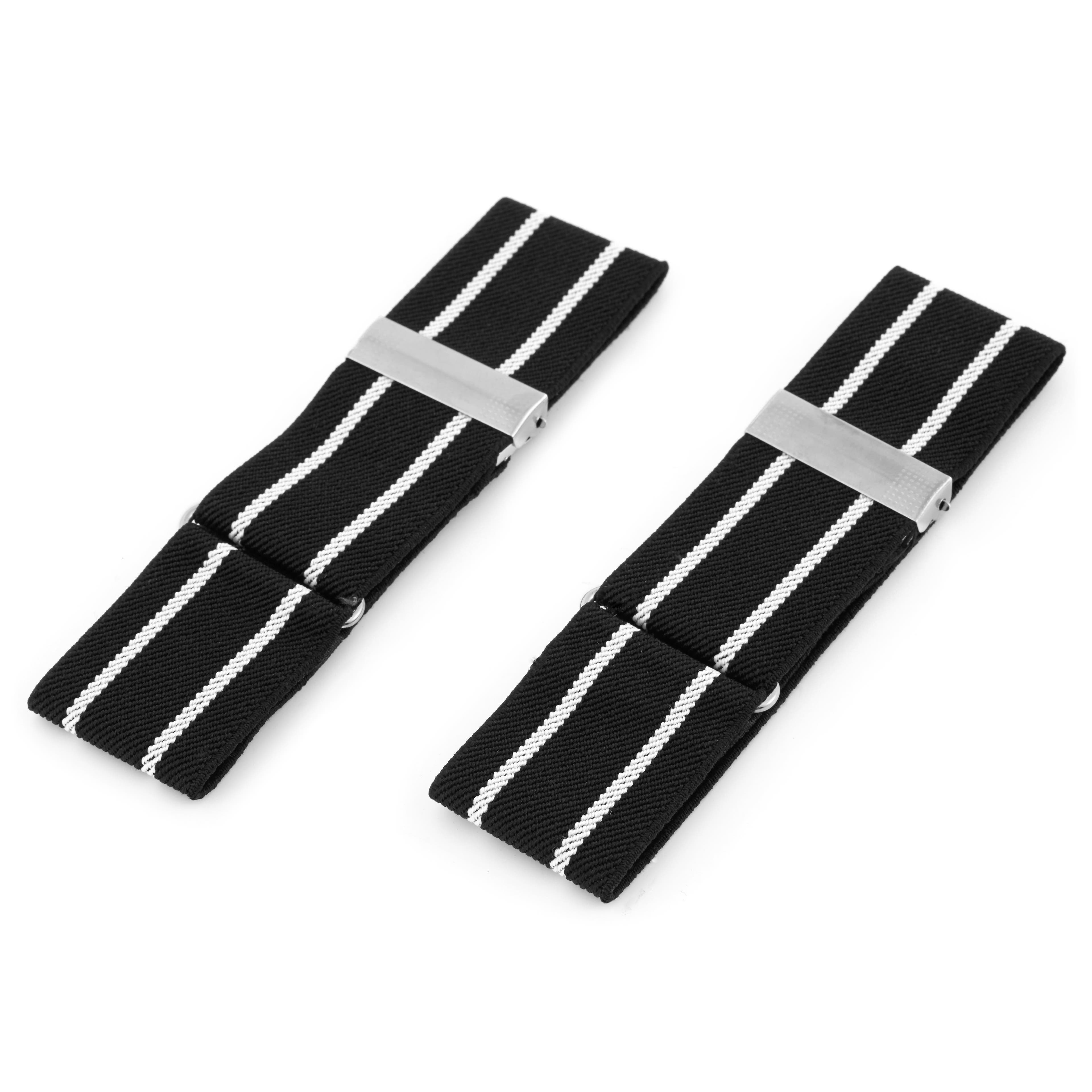 Black and White Striped Sleeve Garters