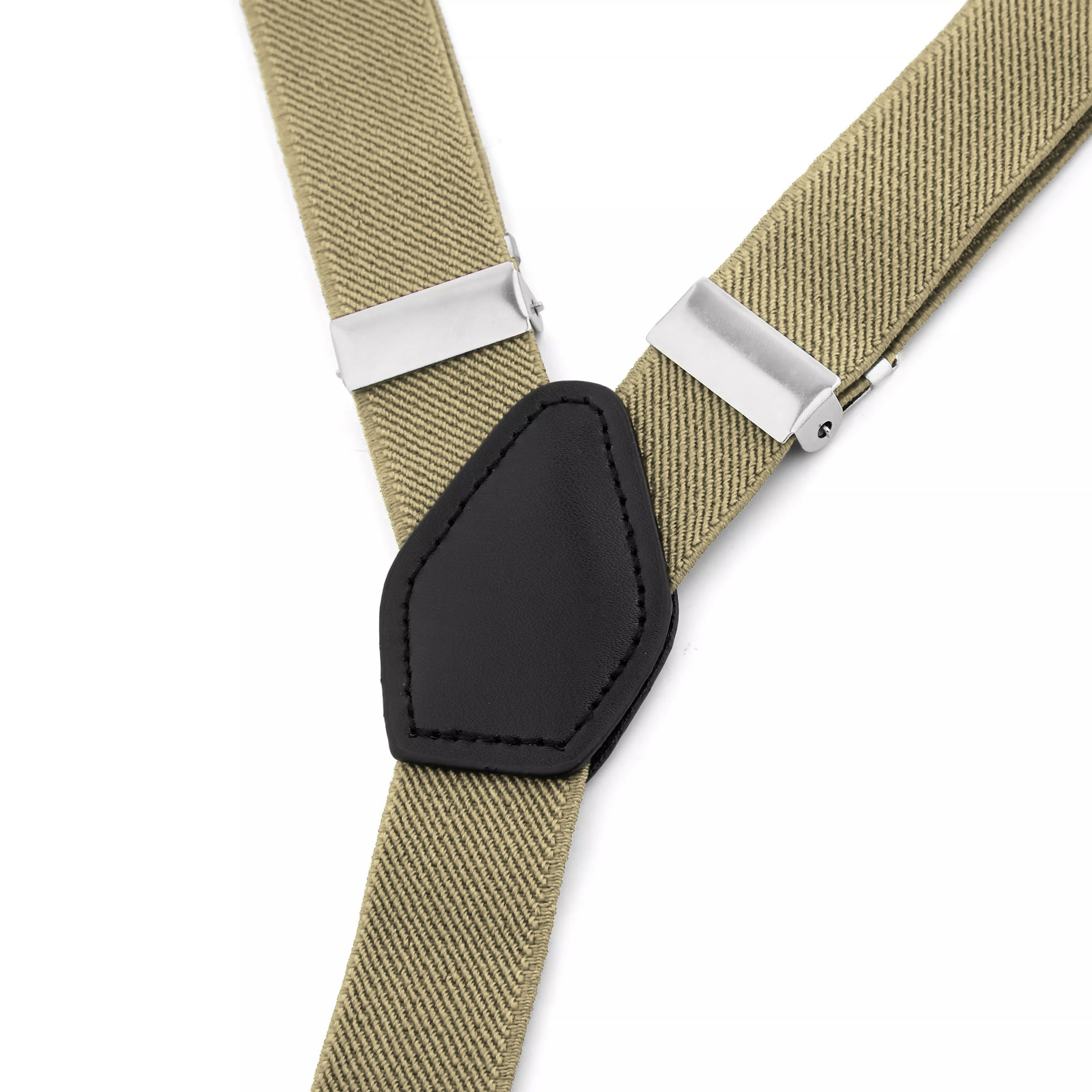 Bretelle sottili color cachi con clip - 2