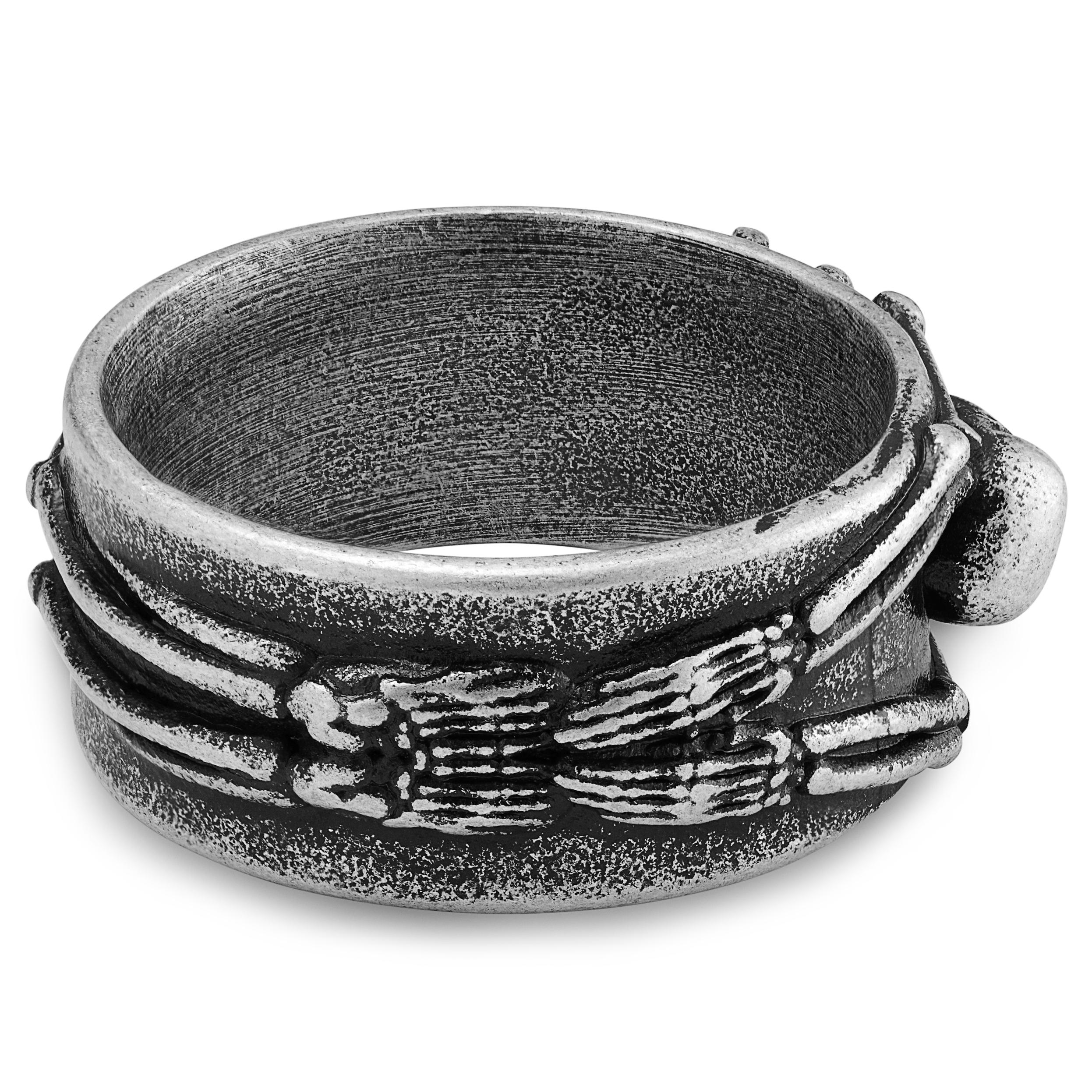 Aspero | 10 mm Silver-tone Stainless Steel Skeleton Ring - 3