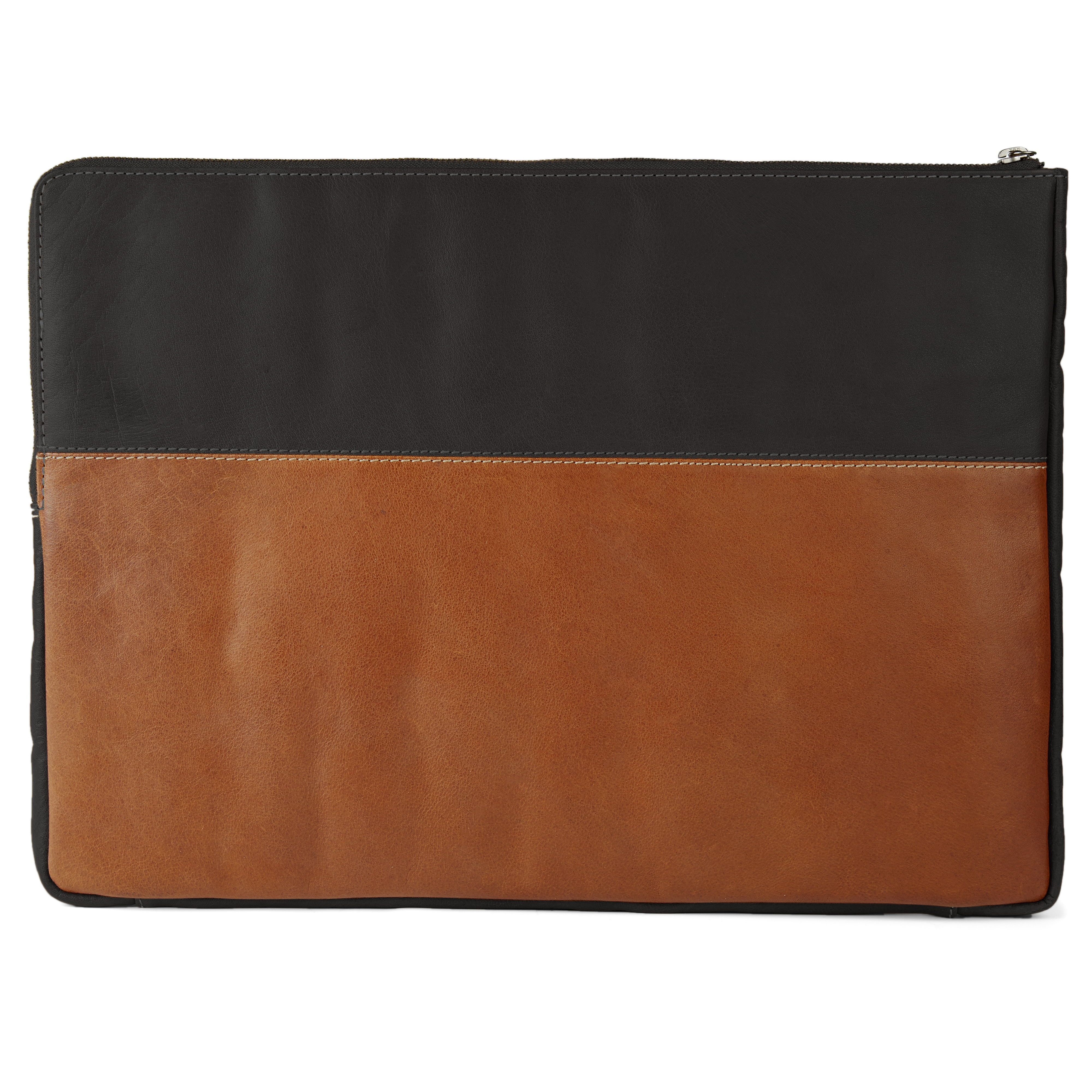 Oxford Black and Tan Leather Laptop Sleeve - 2