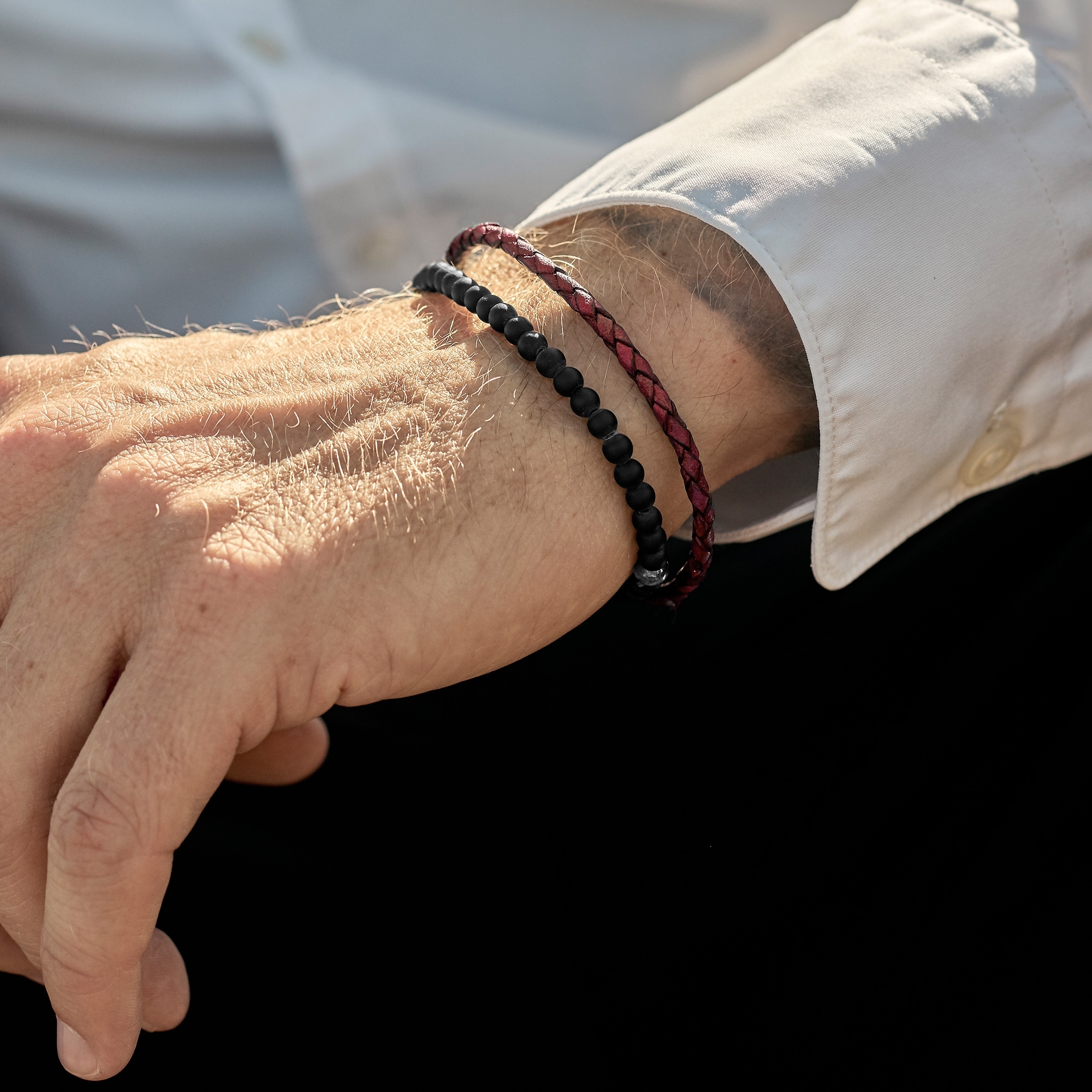 925 William Armband In Mattschwarz & Bordeaux  - 4