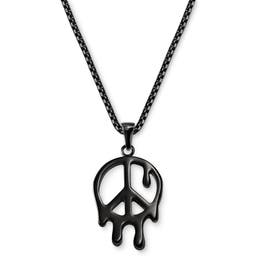 Fahrenheit | Collar de cadena veneciana con el símbolo de la paz fundido de acero inoxidable en negro metalizado
