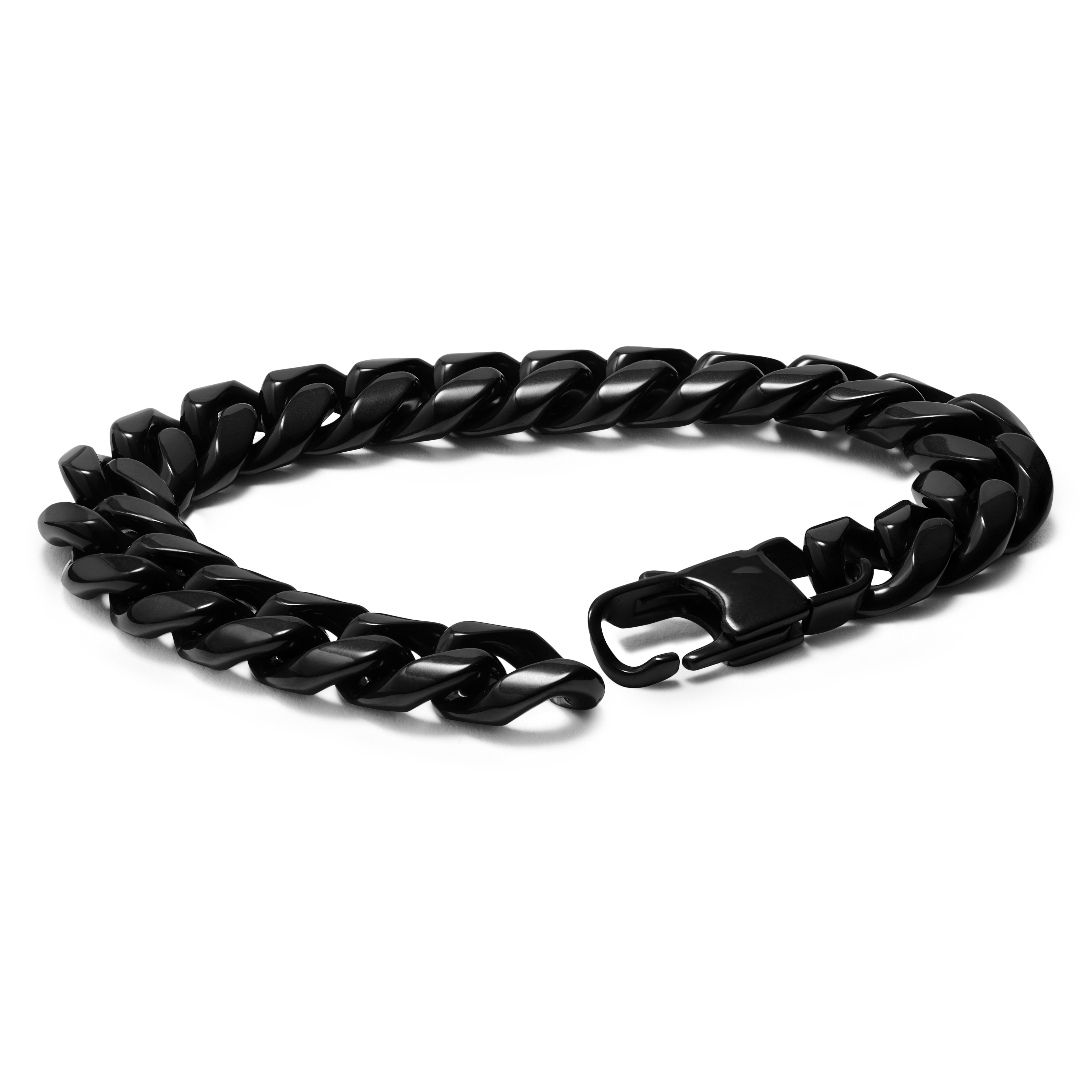 12 mm czarna stalowa bransoletka łańcuszkowa - 2