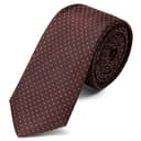 Cravatta marrone in seta da 6 cm con motivo a pois Cravatta marrone in seta da 6 cm con motivo a pois