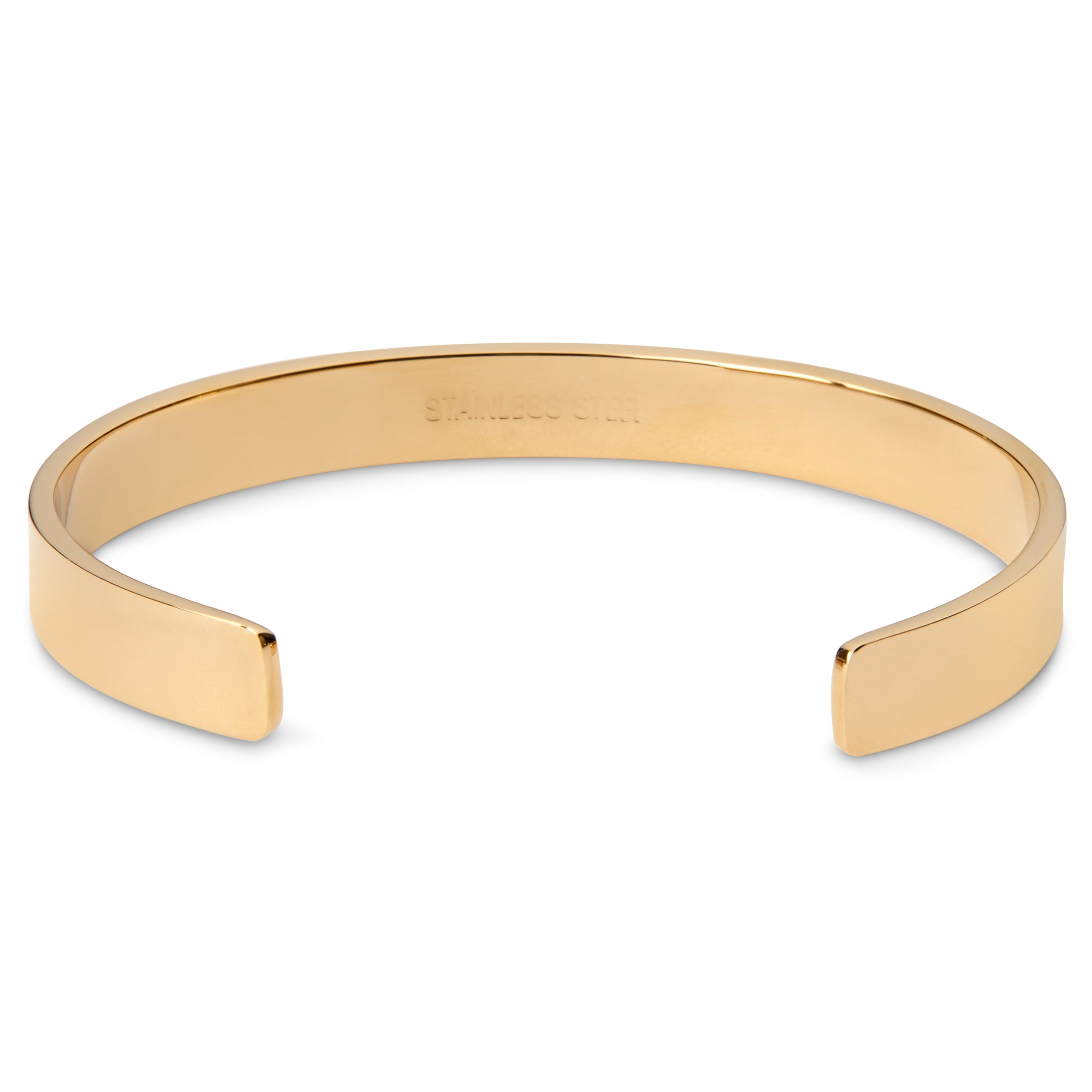Engravable Gold-Tone Stainless Steel Cuff Bracelet - 2