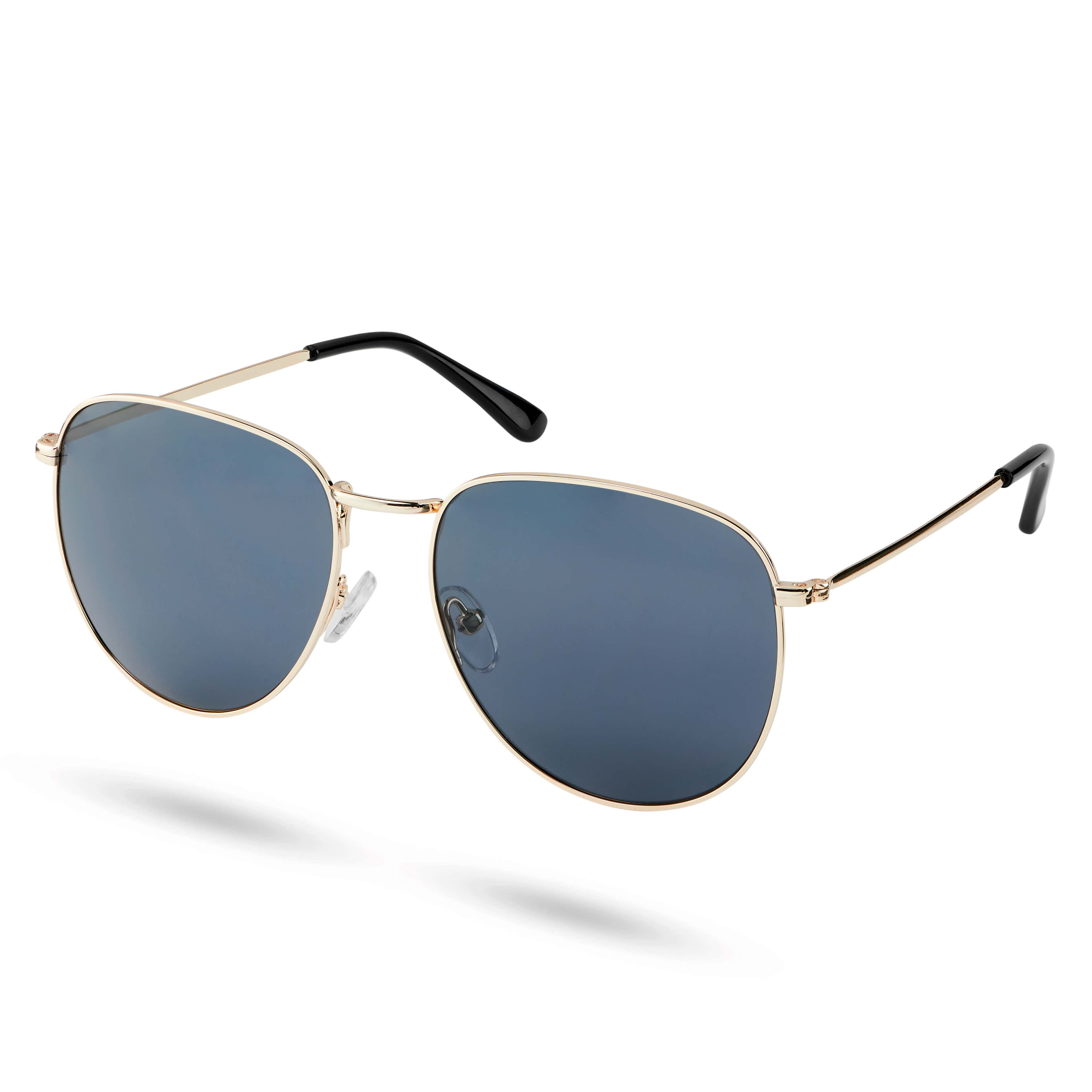 Wells Thea Gold-Tone & Grey Aviator Sunglasses
