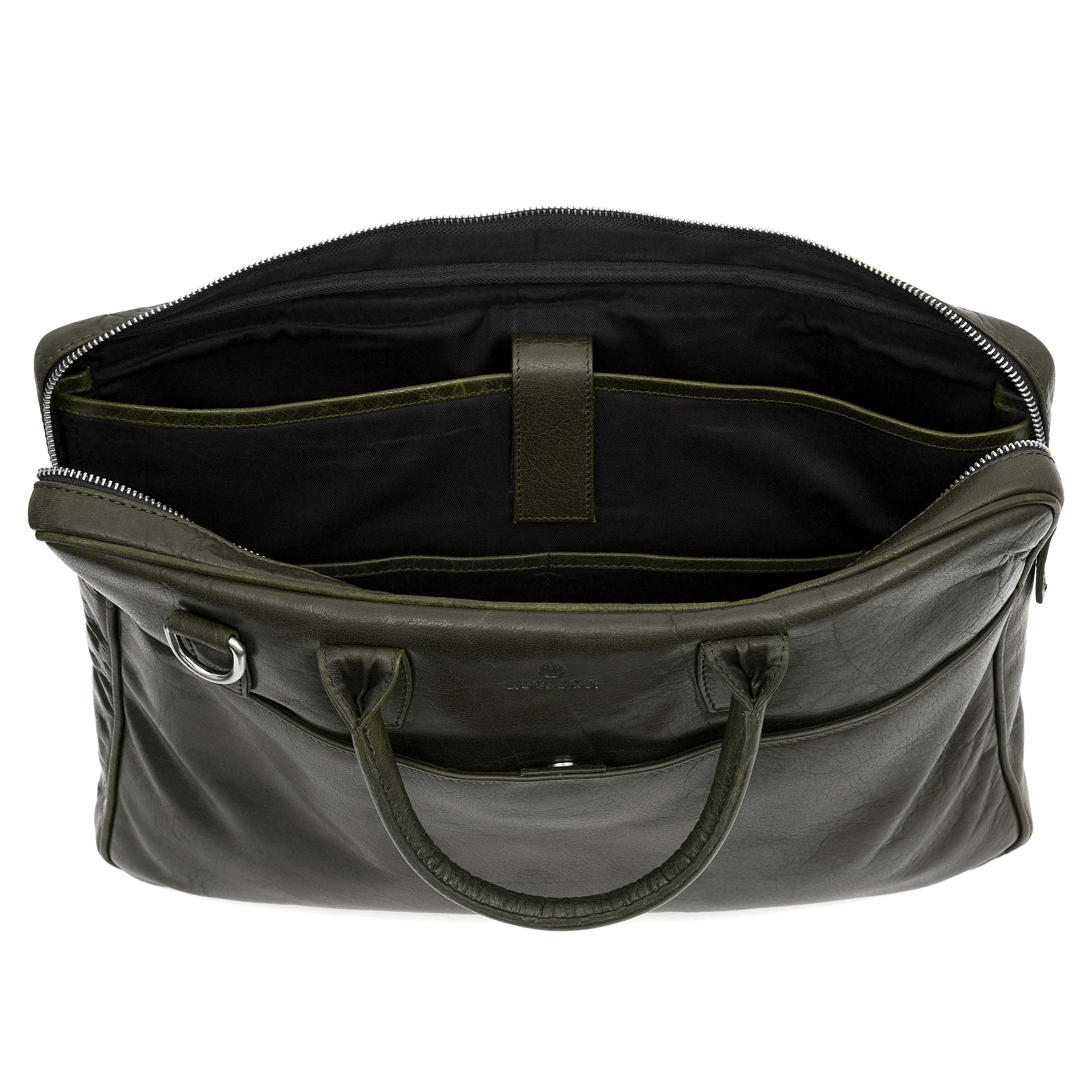 Sac Montreal Executive Slim 15" en cuir vert olive - 9
