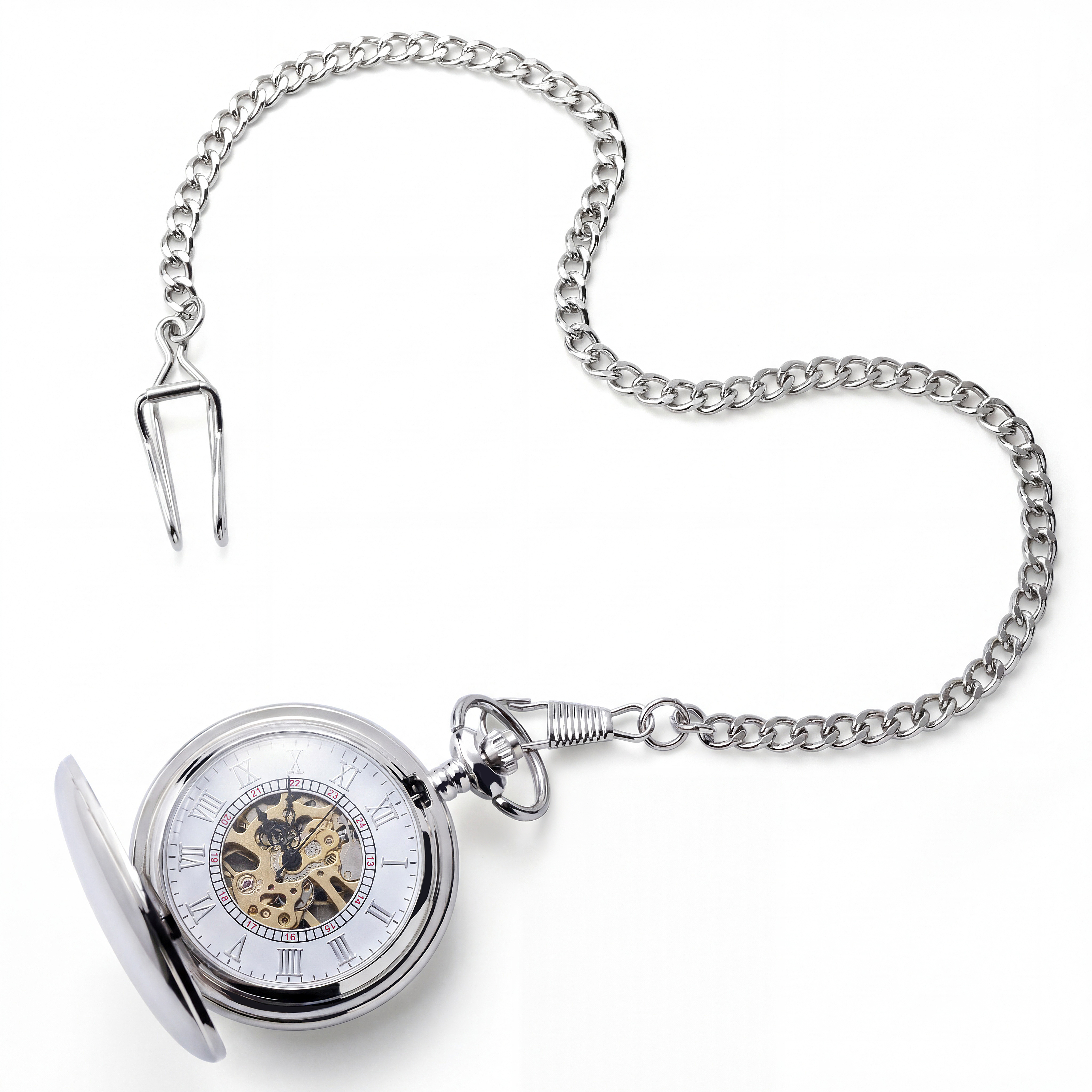 Skryté kapesní hodinky stříbrné barvy - 2