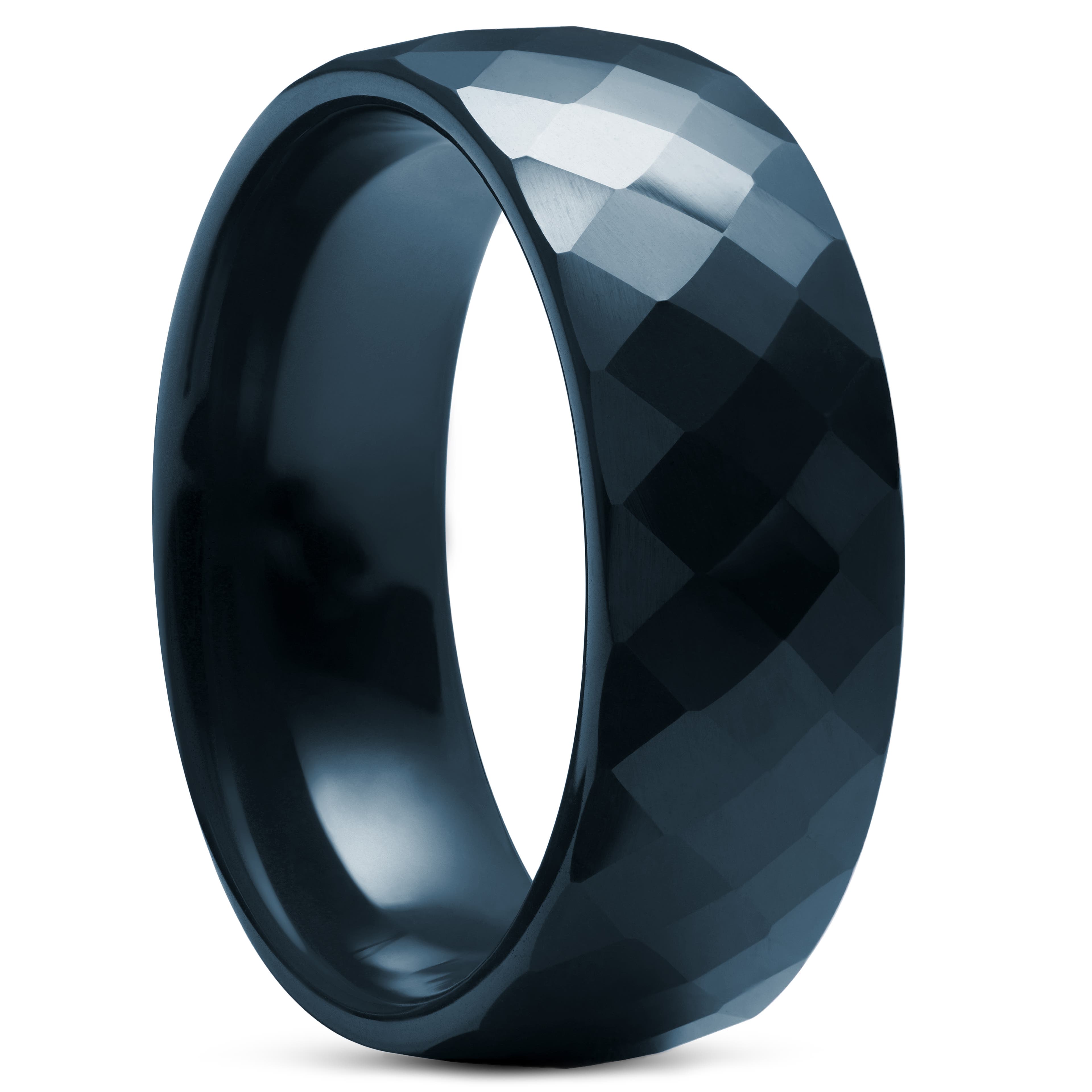 Tmavě tyrkysový fazetový keramický prsten