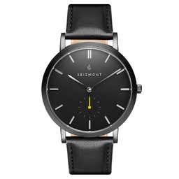Aether | Black & Silver-Tone Stainless Steel Minimalist Watch With Neon Yellow Detail