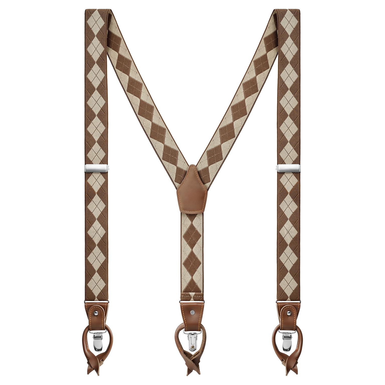 Vexel | Brown & Sand Diamond-Patterned Suspenders Vexel | Brown & Sand Diamond-Patterned Suspenders