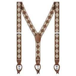 Vexel | Brown & Sand Diamond-Patterned Suspenders
