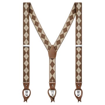 Vexel | Brown & Sand Diamond-Patterned Suspenders Vexel | Brown & Sand Diamond-Patterned Suspenders