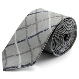 Grey & White Plaid Silk Tie