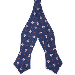 Royal Blue & Burgundy Floral Self-Tie Bow Tie