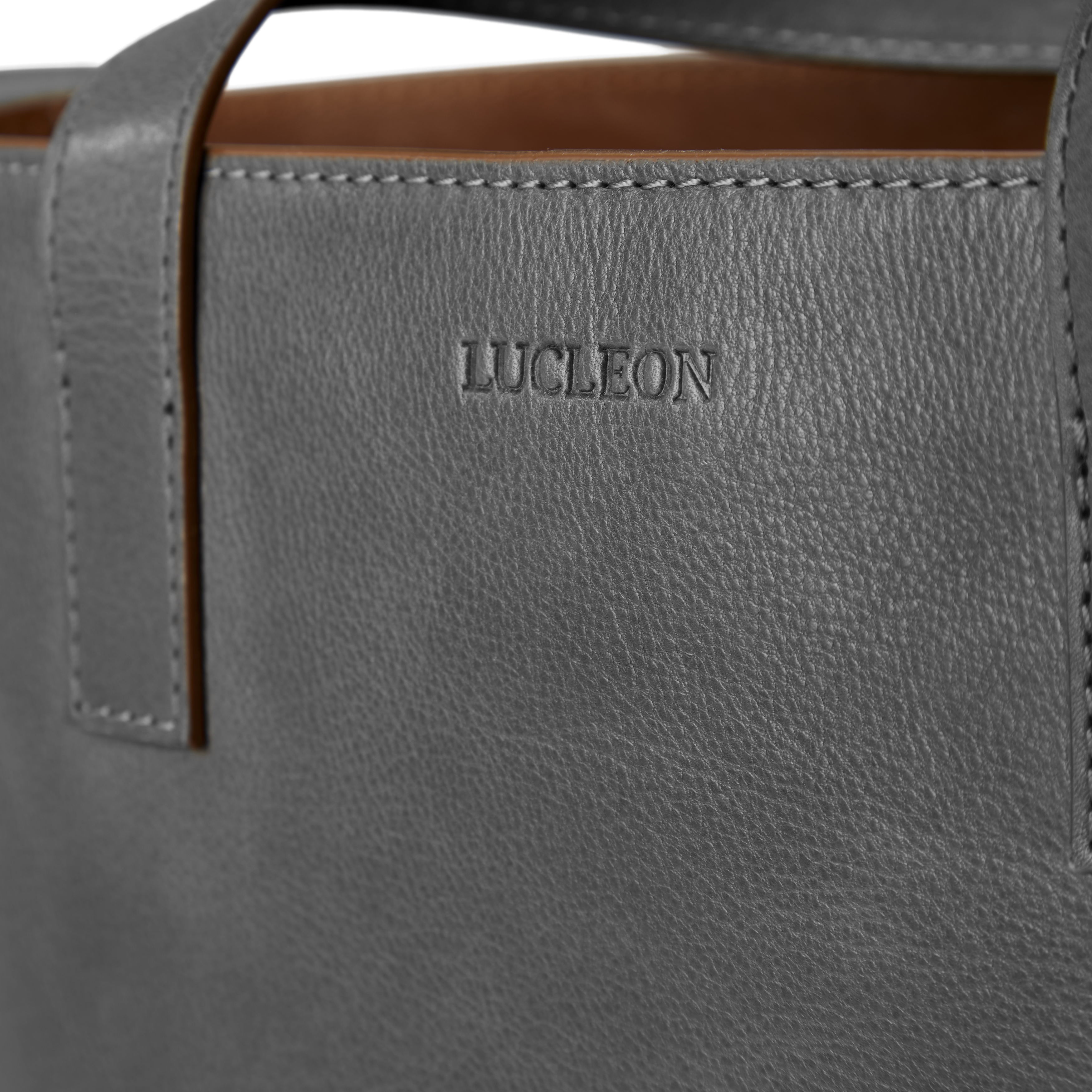 Lon Graue & Hellbraune Leder Tote Bag - 9