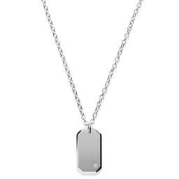 Zirconia-Studded Silver-Tone ID Pendant Necklace