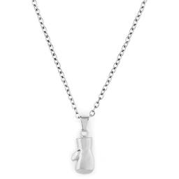 Silver-Tone Stainless Steel Boxing Glove Cable Chain Necklace