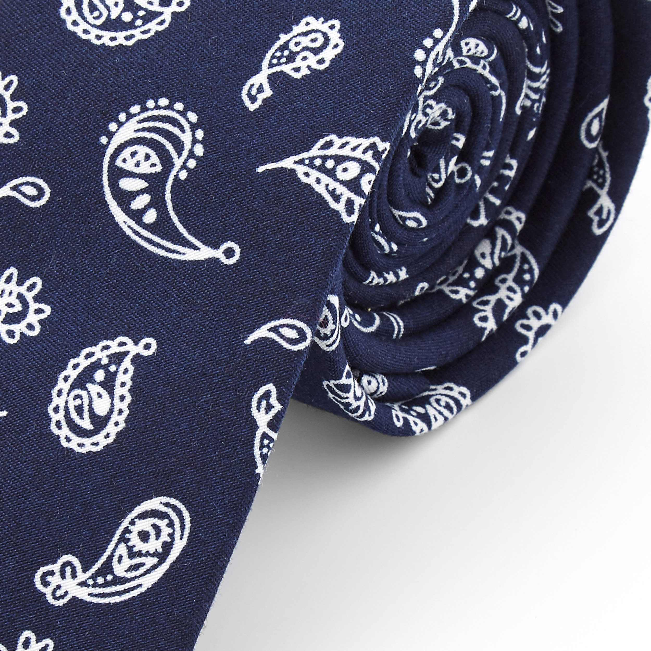 Marineblauwe Minimale Polyester Paisley Stropdas - 2