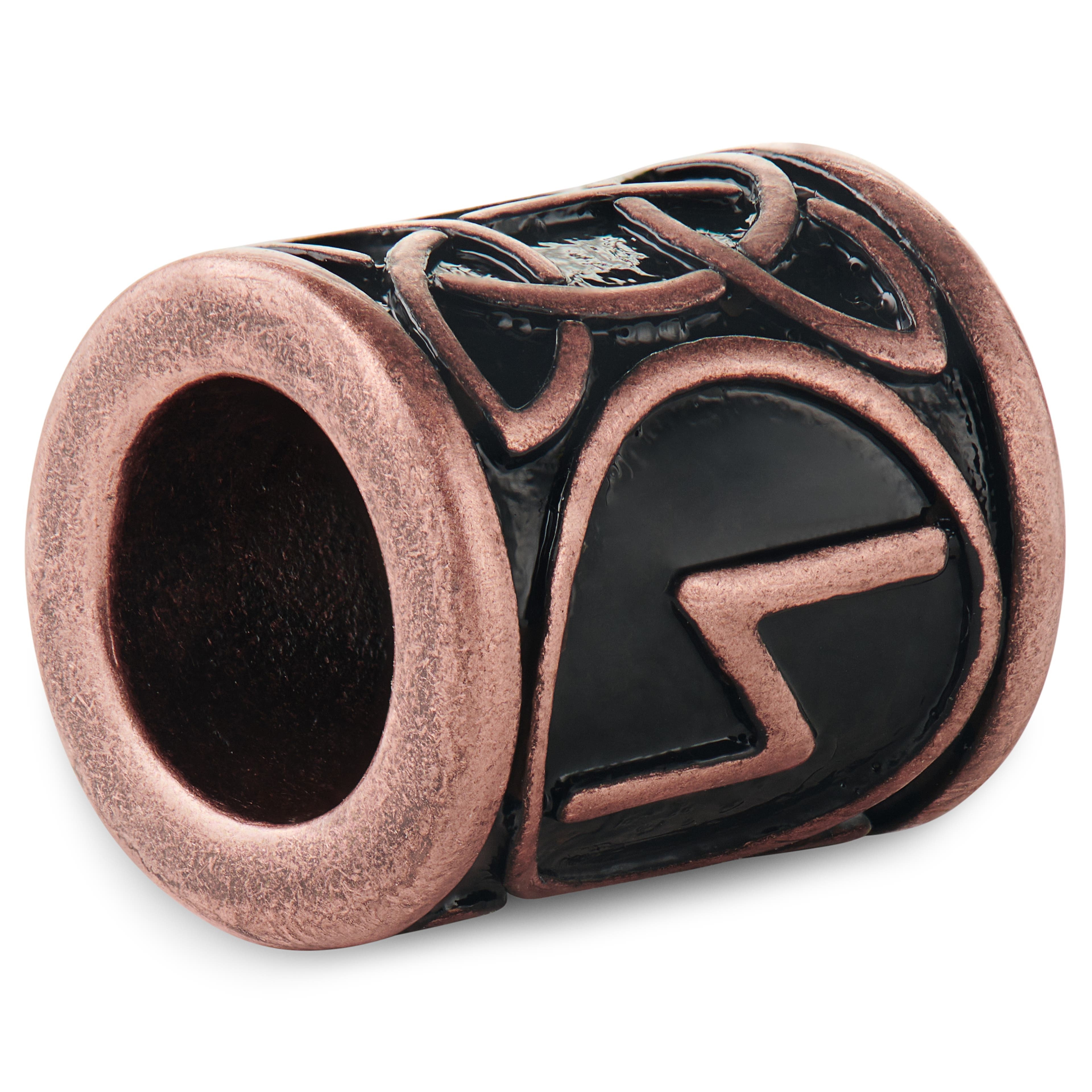 Bronz tónusú szakállgyűrű, "Nap" rúna betűvel