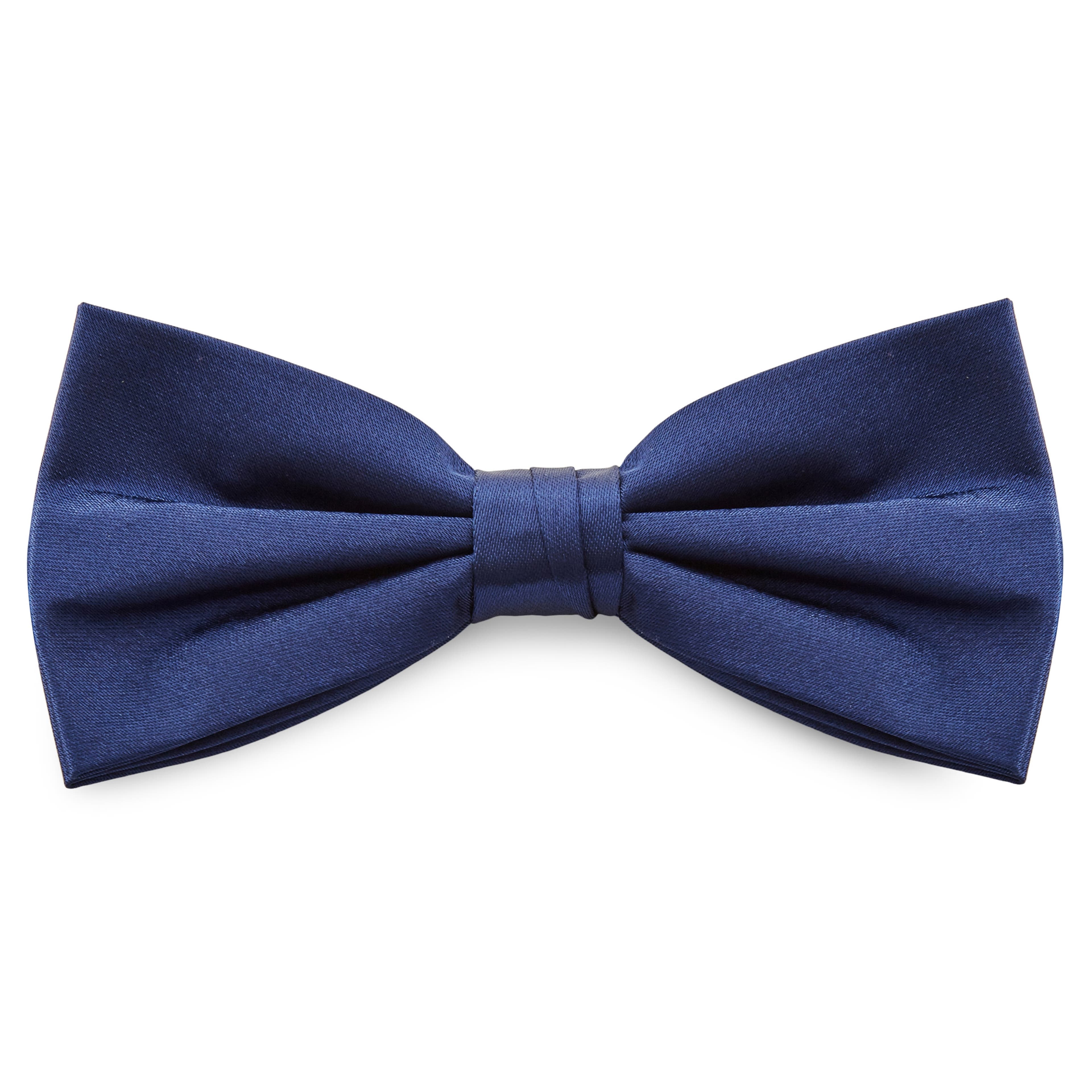 Shiny Navy Blue Basic Pre-Tied Bow Tie