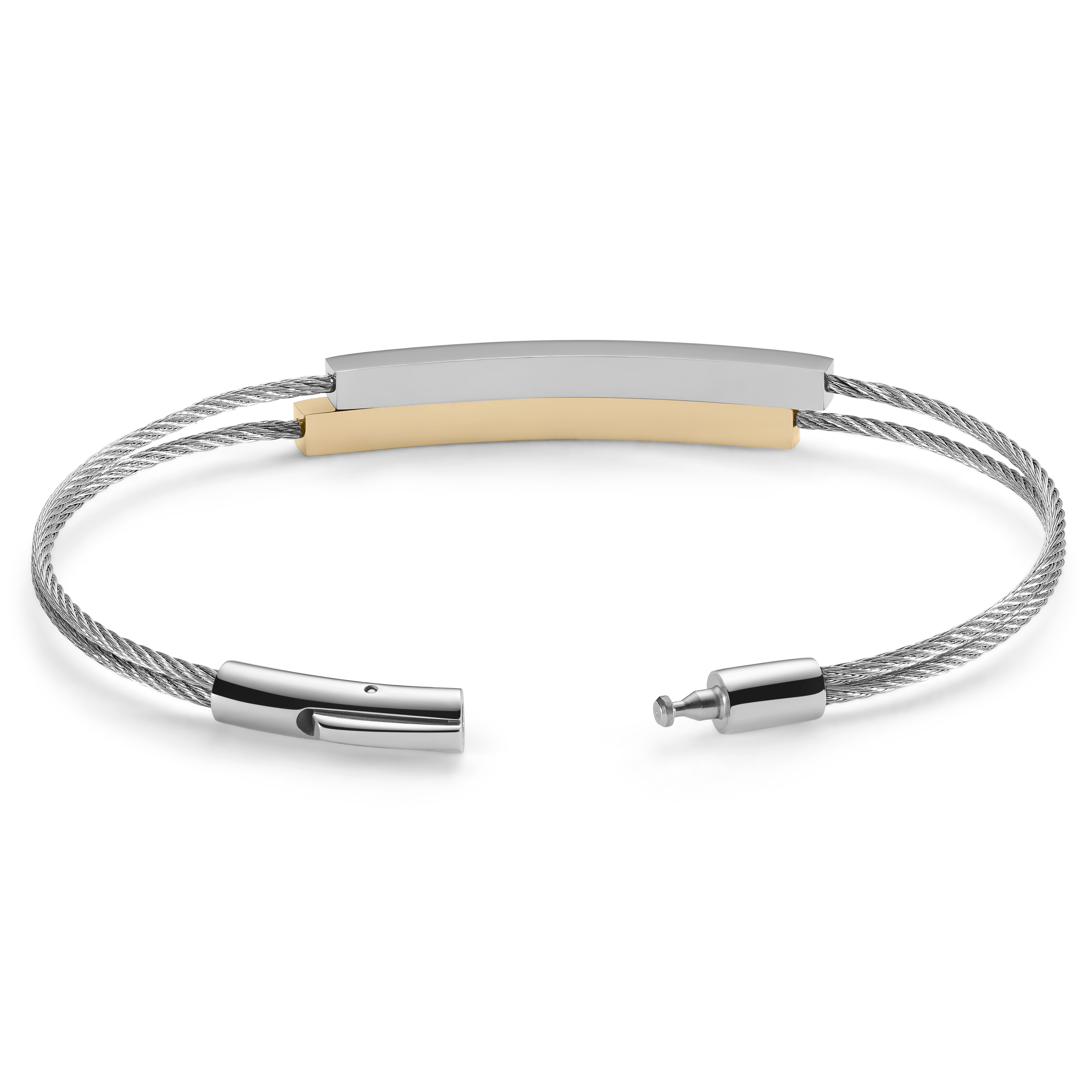 Pulsera de acero inoxidable grabable en plateado y dorado Fusion - 2