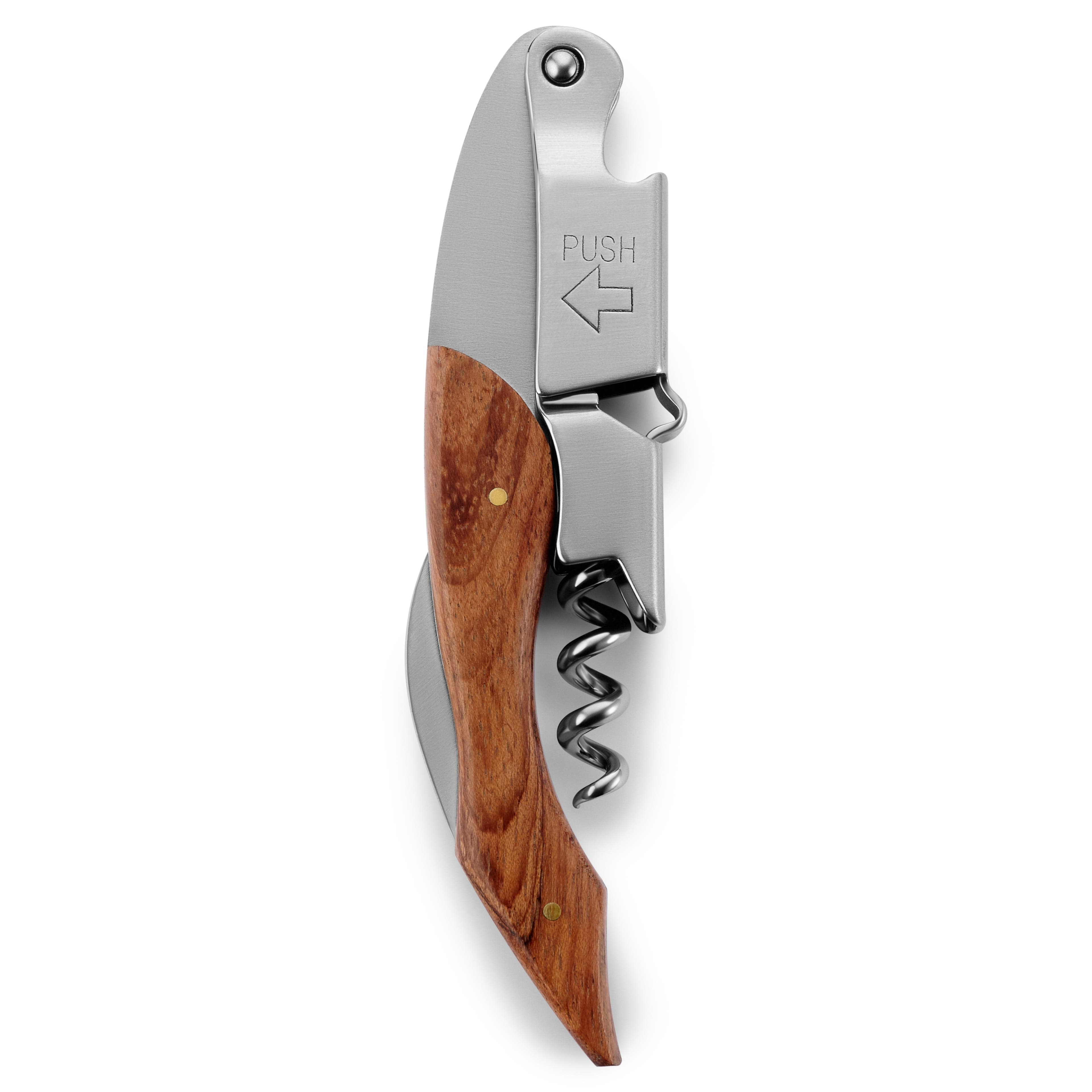Deluxe Universal Wood and Stainless Steel Bottle Opener