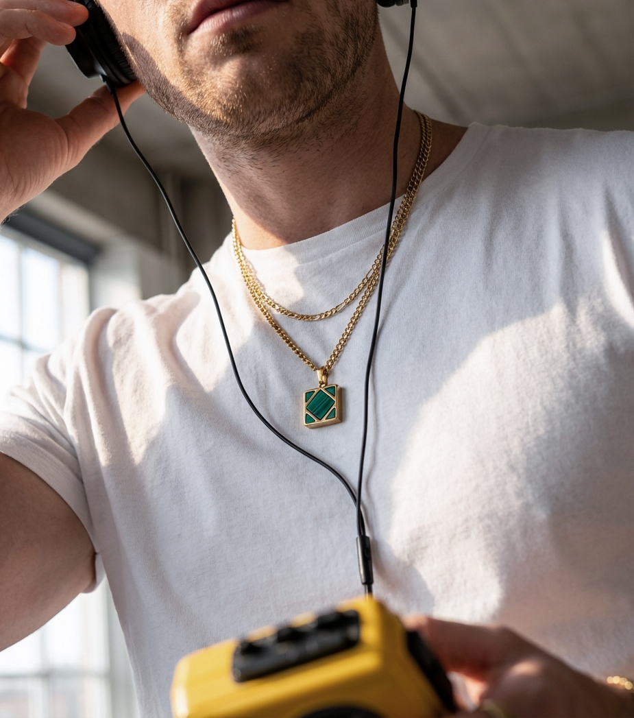 Cruz | Collana quadrata di agata verde in color oro - 4