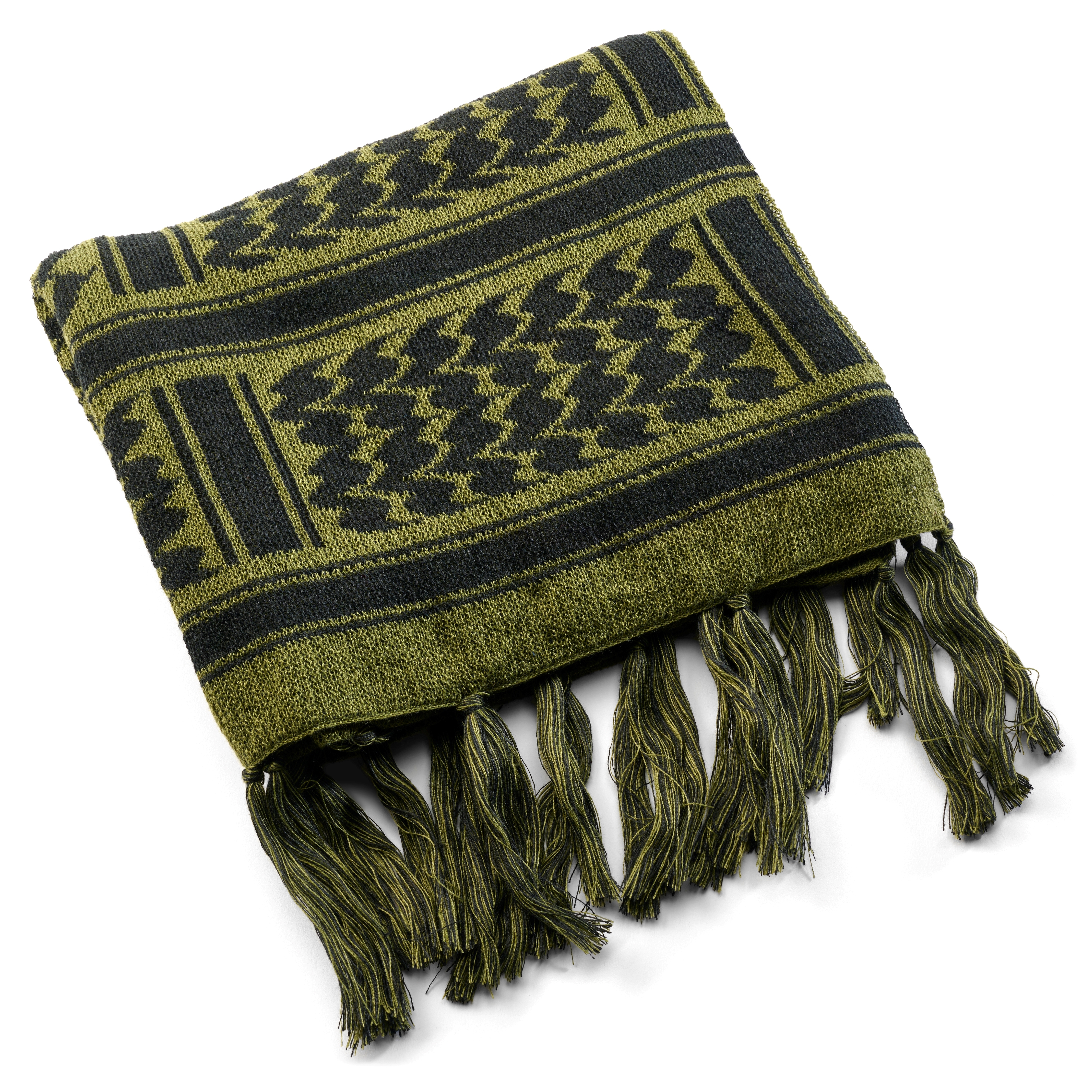 Olive Green And Black Checkered Scarf Bandana | In stock