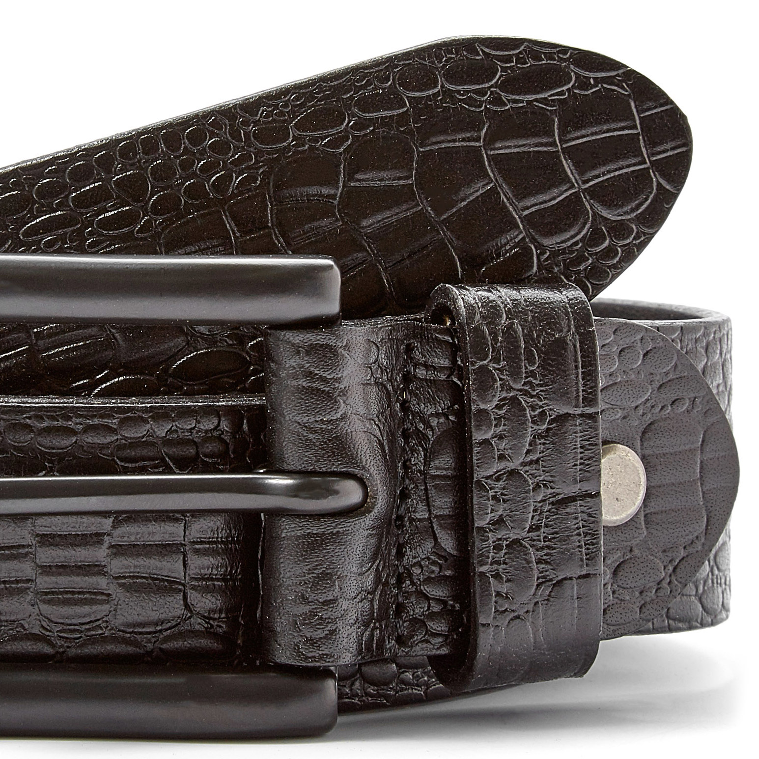Schwarzer Schlangenhaut Gürtel mit detailliertem Muster - 2