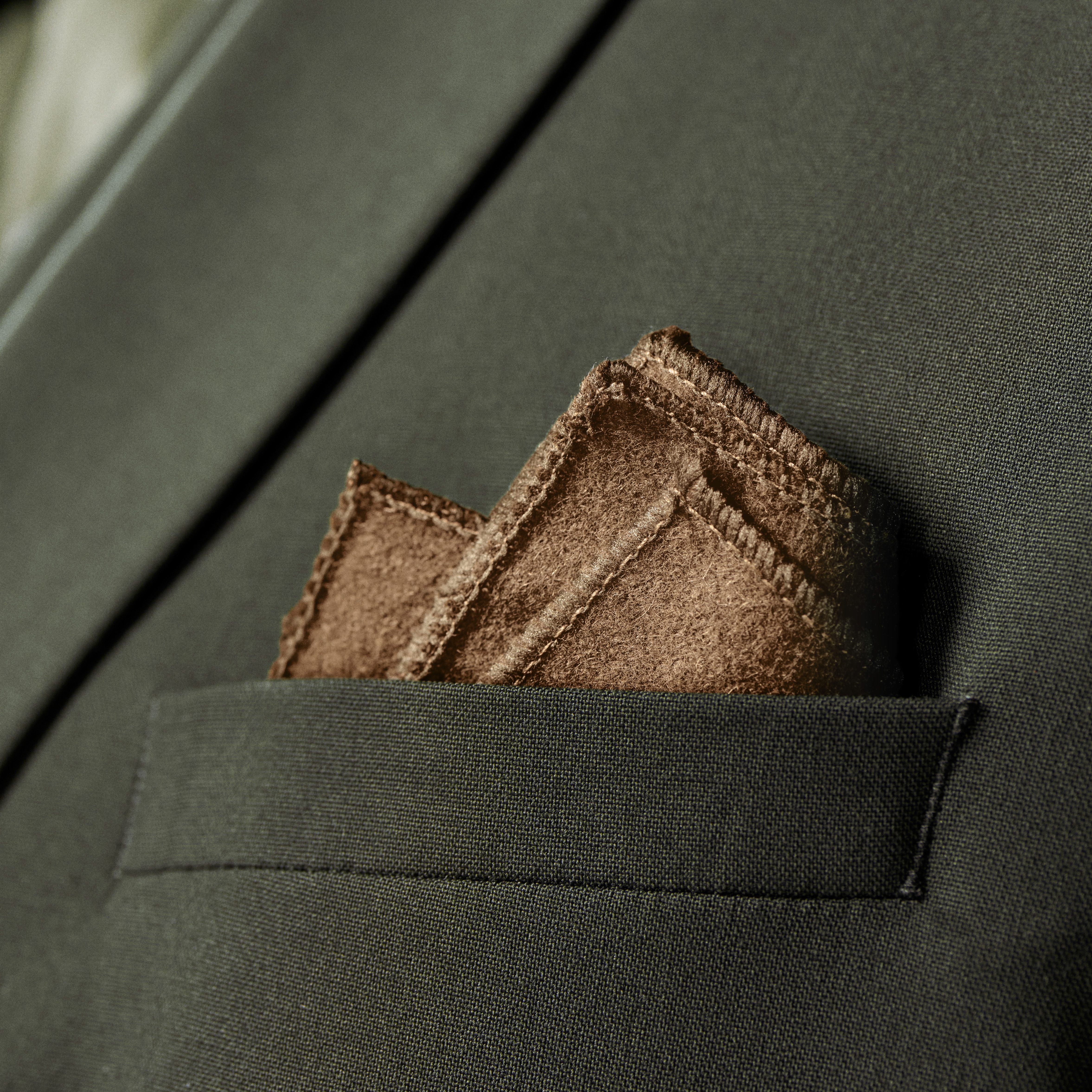 Light Brown Handmade Wool Pocket Square - 2