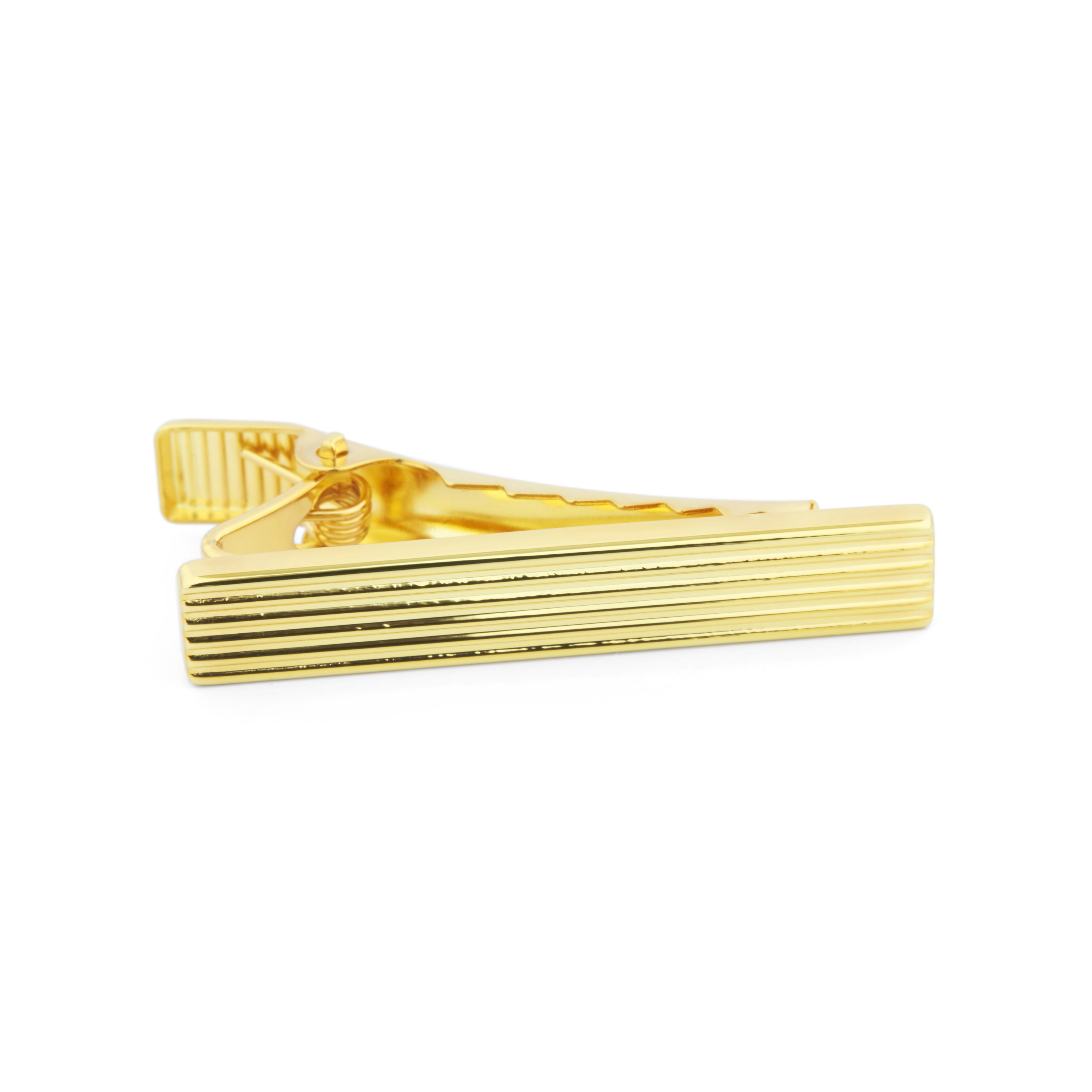 Gold 925s Short Ridged Tie Clip - 1