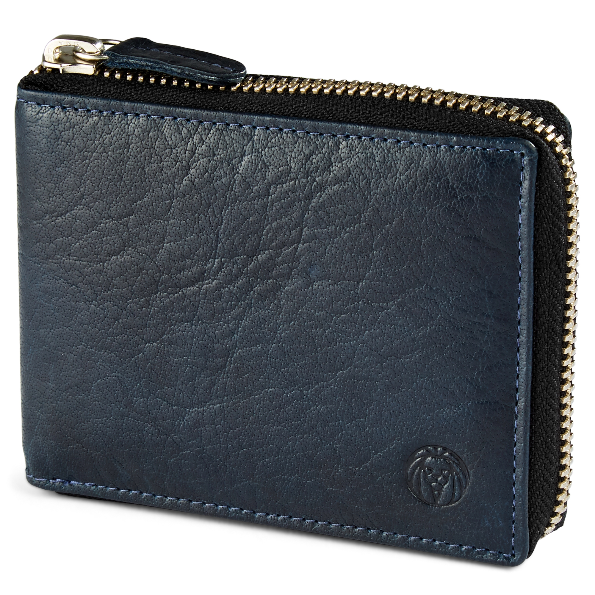 Kožená tmavomodrá peňaženka so zipsom Montreal s RFID  - 1