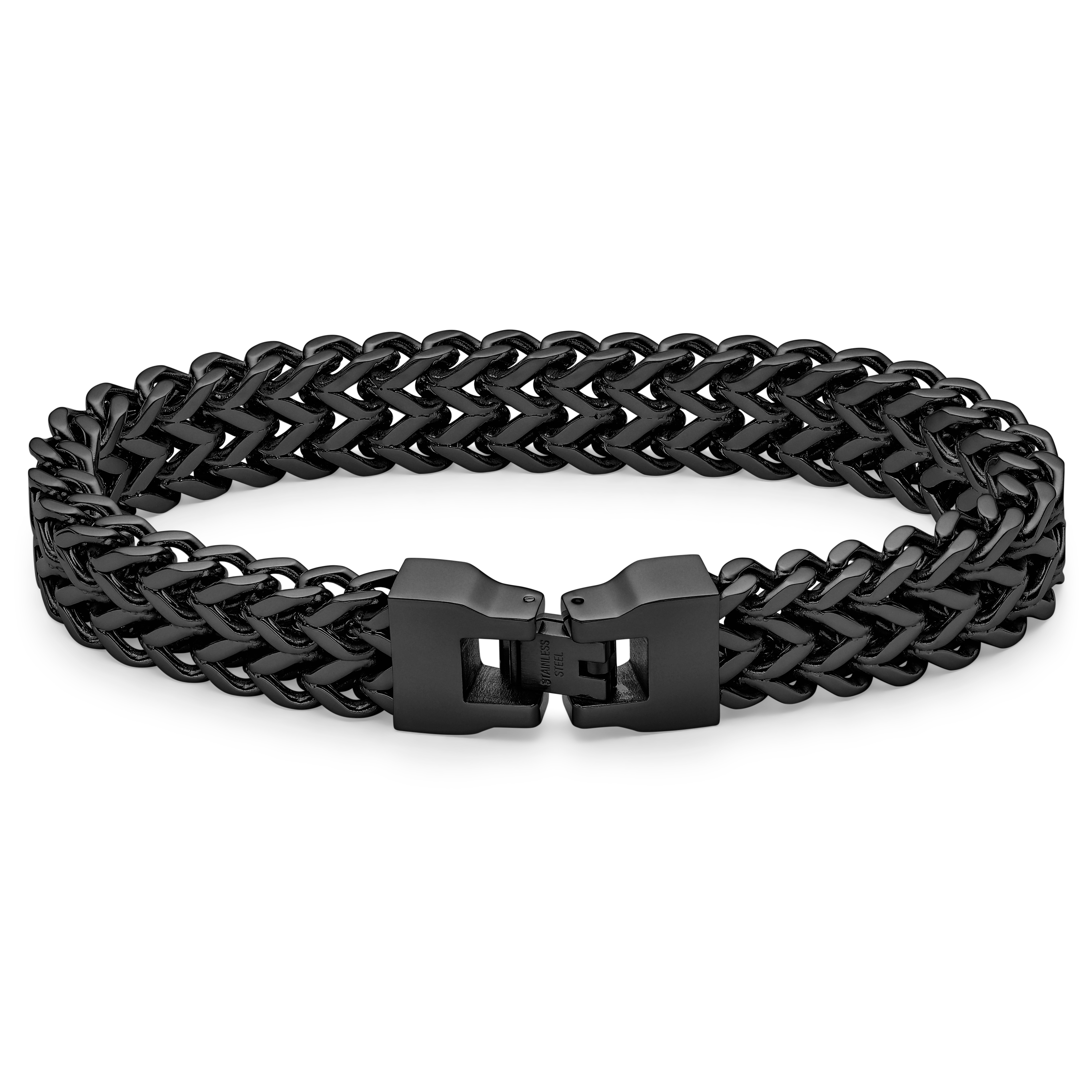 Черна стоманена гривна от верижка тип лисича опашка - 4