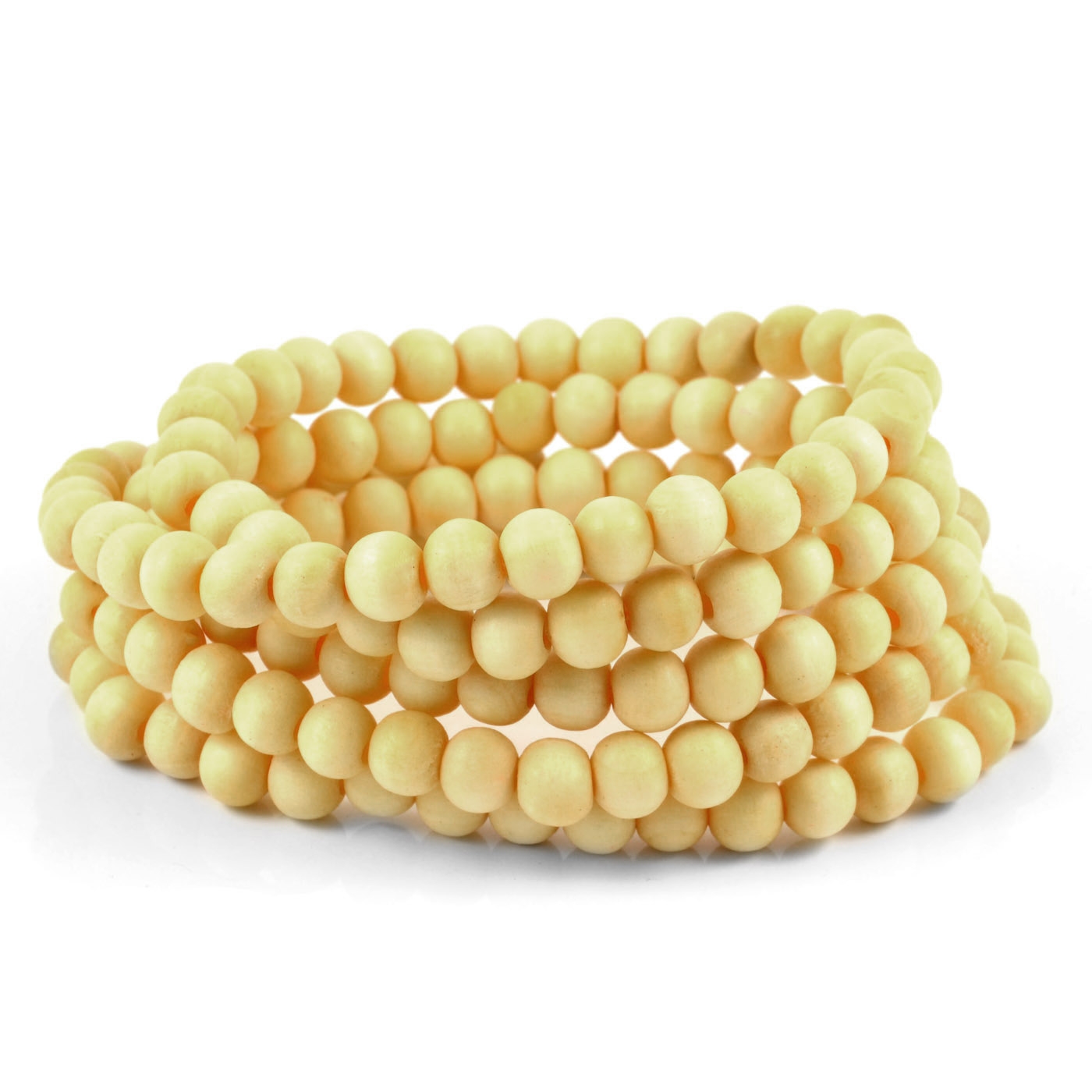 Collier de perles en bois crème - 3