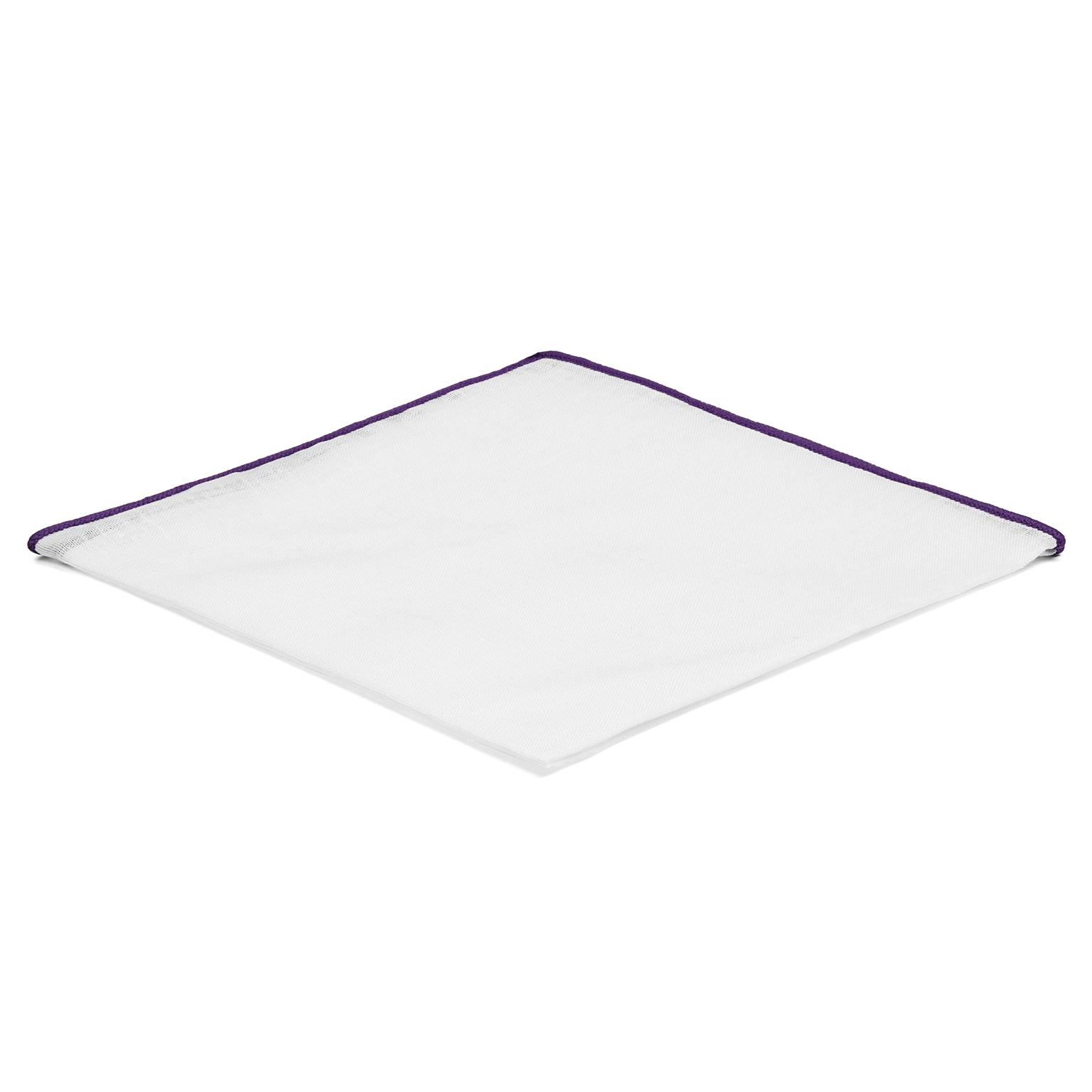 Lenço de Bolso Branco com Orlas Roxas Lenço de Bolso Branco com Orlas Roxas