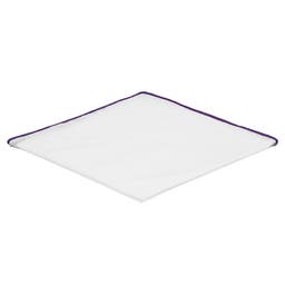 Classic White & Purple Edge Linen Pocket Square