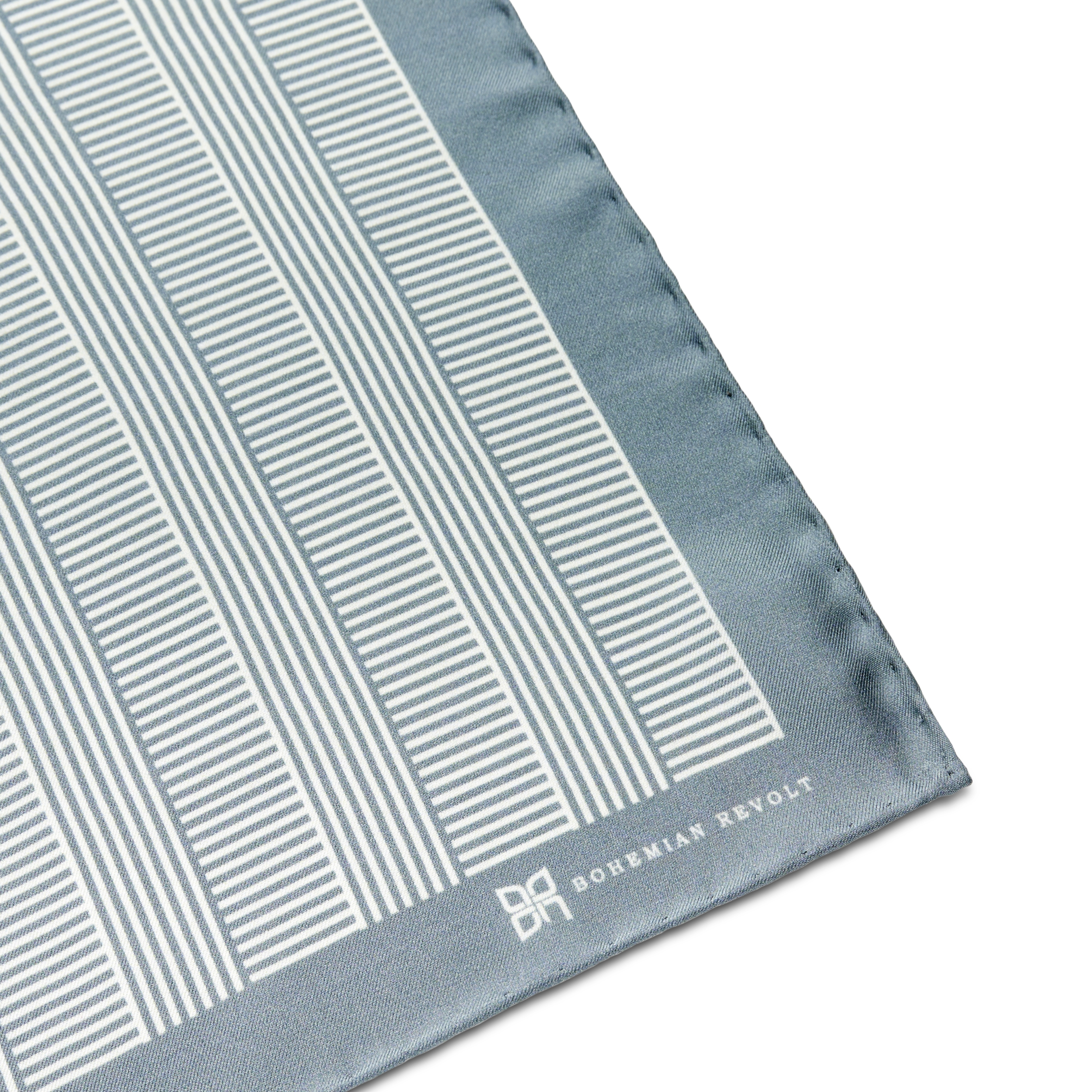 Grey & White Stripes Silk Pocket Square - 4