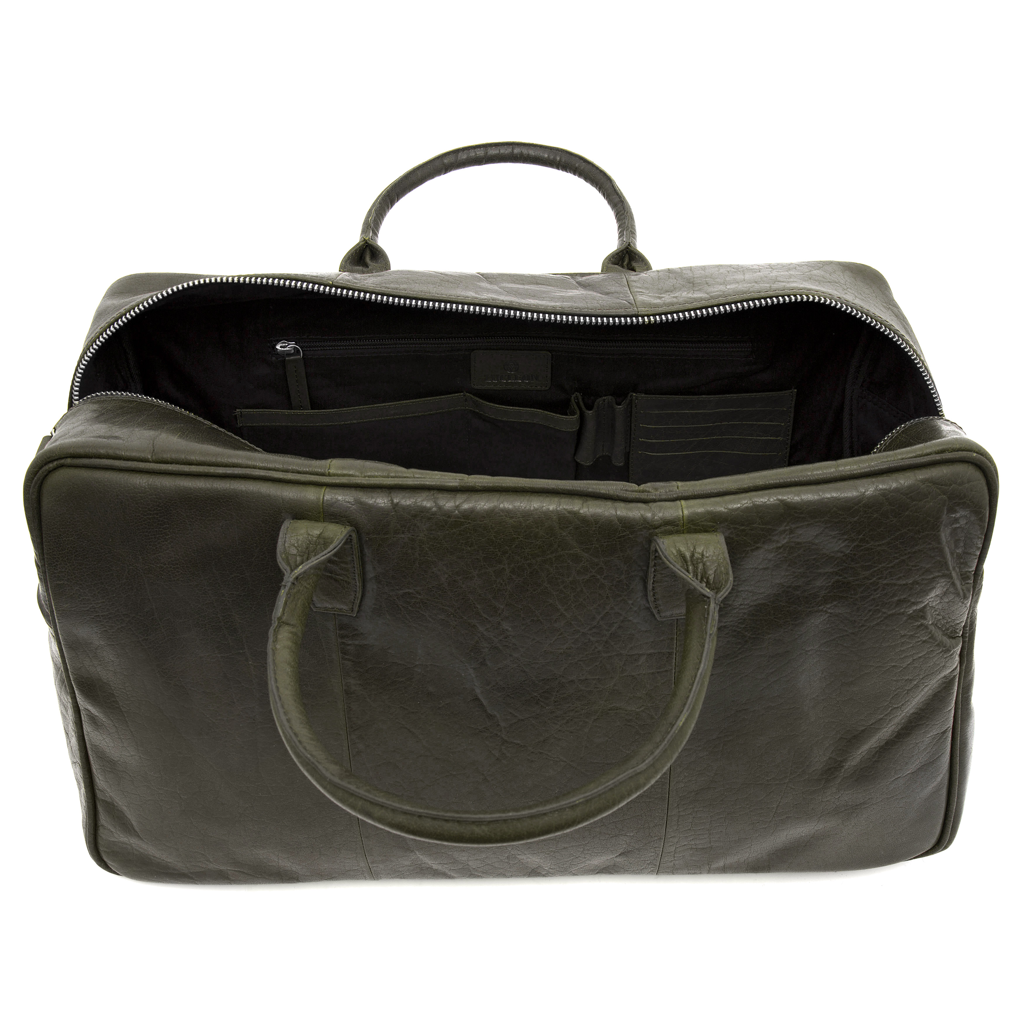 Bolsa de fin de semana Montreal de cuero verde oliva - 9