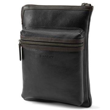 Lincoln | Black & Dark Brown Leather Tablet Bag